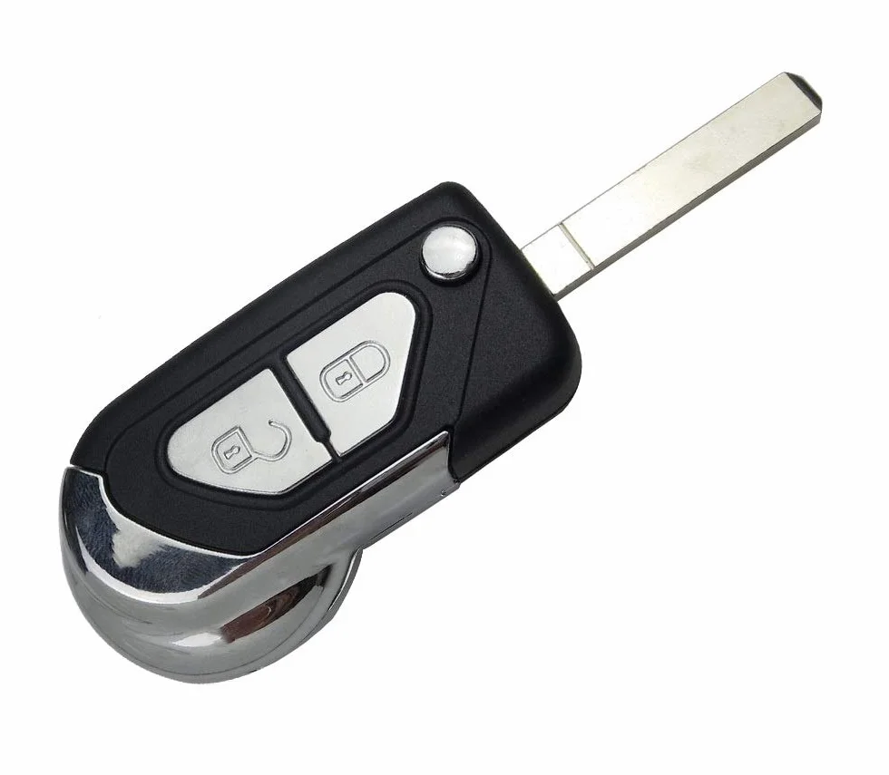 PHONILLICO Zapasowy kluczyk samochodowy, pilot zdalnego sterowania, do Cle Citroen DS3, C3, C4, C5, breloczek do kluczy, z 2 przyciskami, ostrze