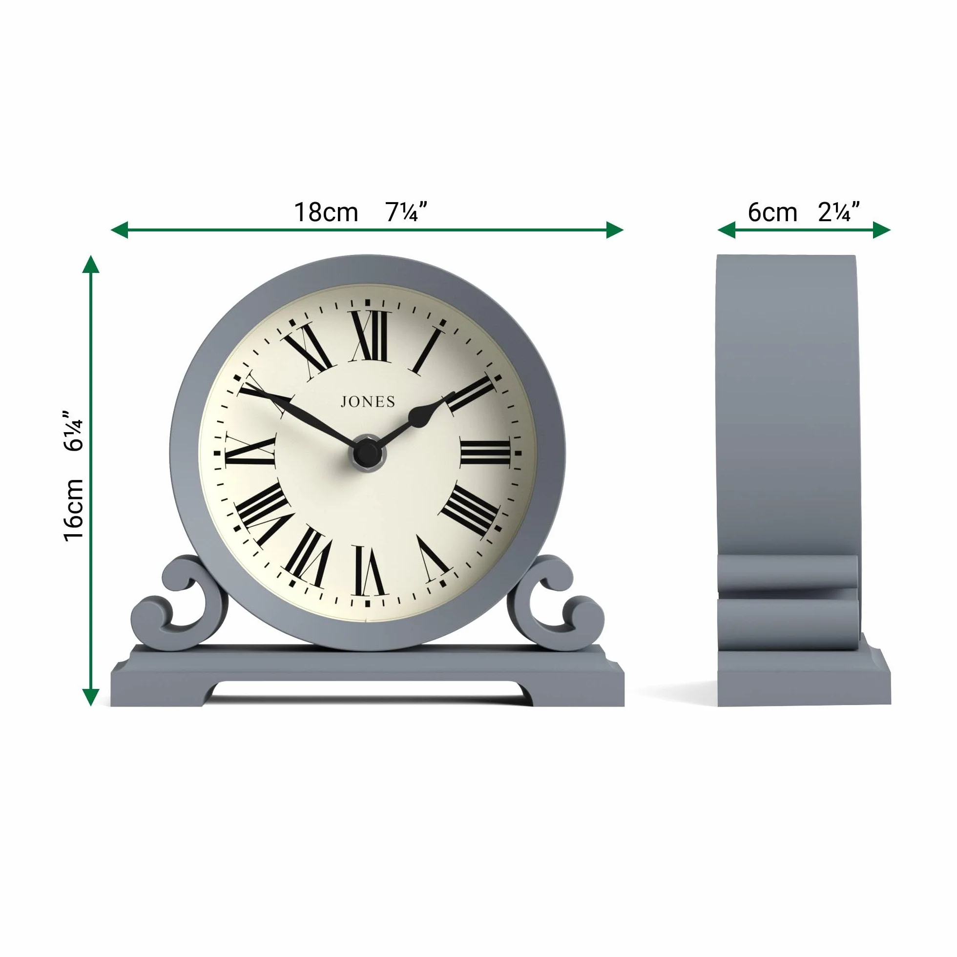 JONES CLOCKS® Horloge de cheminée Saloon Petit Design Traditionnel à Double Volute Marine française Chiffres Romains