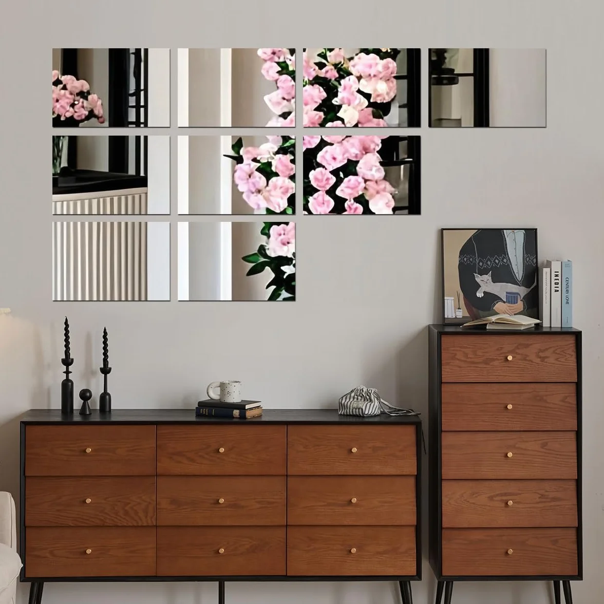 Miroirs autocollants acrylique HD lot de 4 miroir mural rétro coller grand miroir complet maison