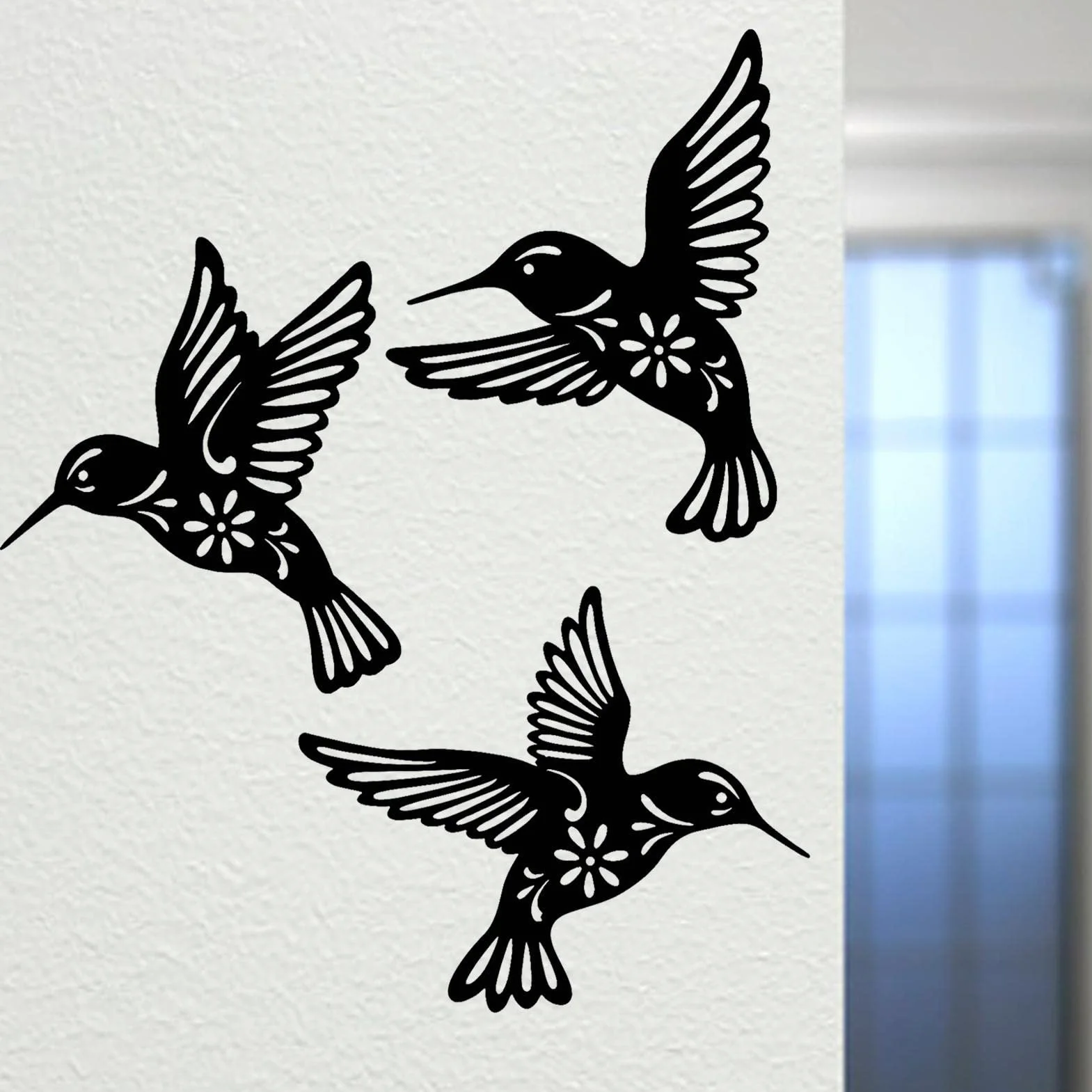 Otherway Sculpture Murale en Métal, 3 Pièces Fer Forgé, Art Mural Oiseaux Noir, Décoration Intérieur Jardin