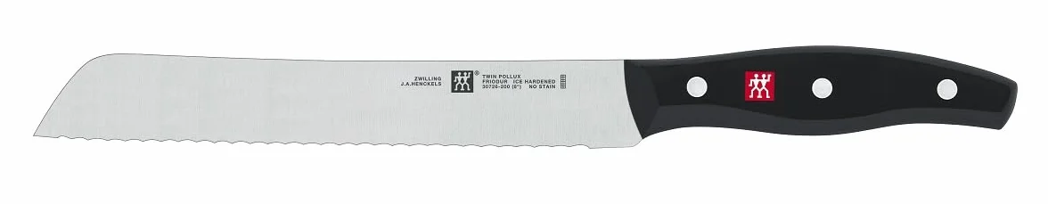 ZWILLING Couteau à Pain, Lame dentelée: 20 cm, Acier Inoxydable, Manche Noir, série Twin Pollux