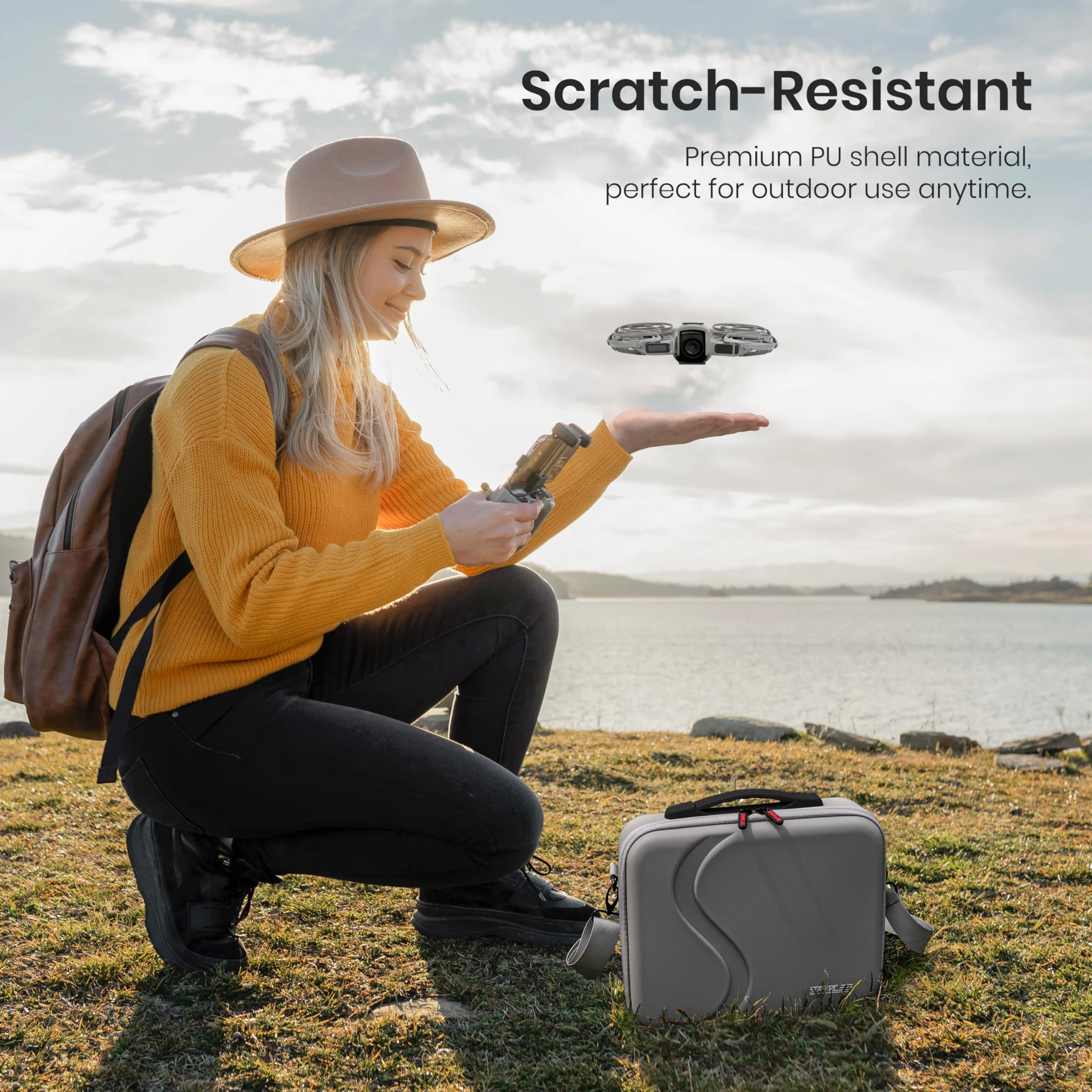 STARTRC Przenośna Torba Ochronna z PU dla DJI Neo 2 Fly More Combo – Etui na Drona, Akumulator, Pilot RC-N3/N i Dwukierunkową Stację Ładowania