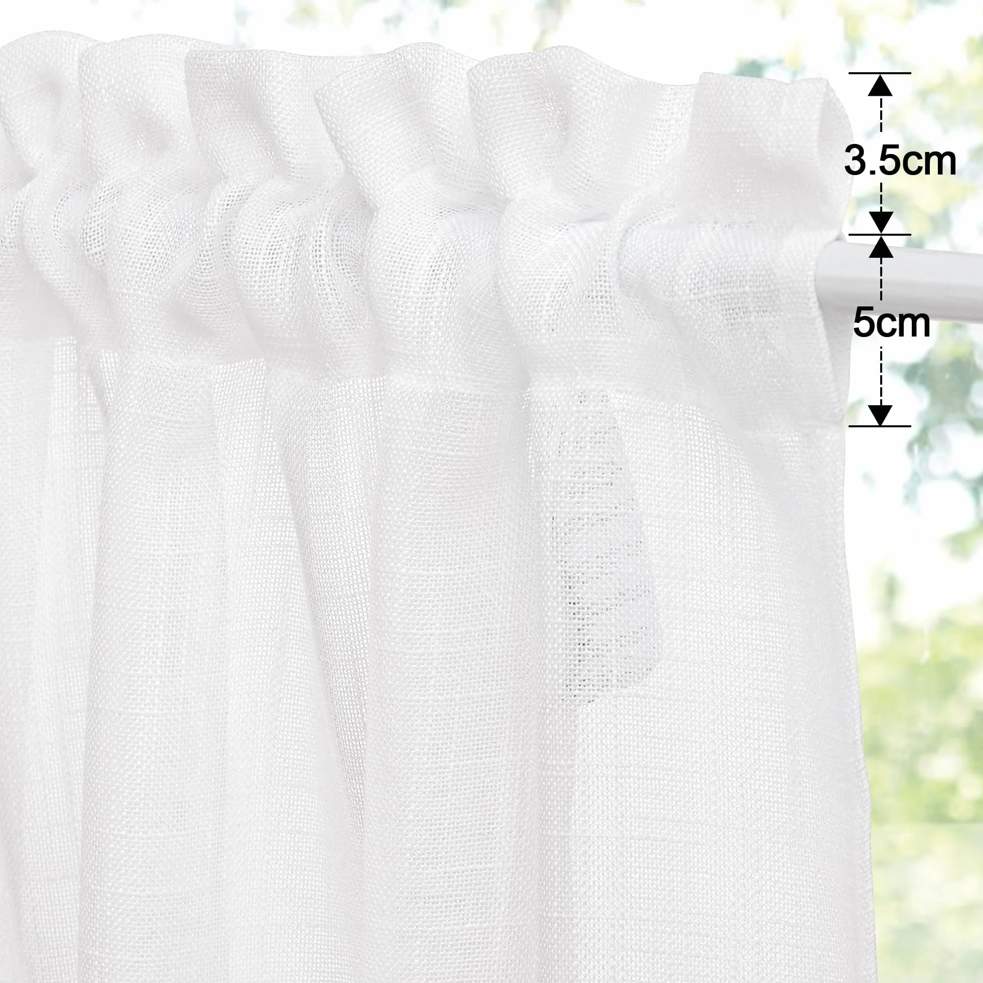 PONY DANCE Rideau Voilage 60x120 Blanc 2 Pièces, L 60 x H 120 cm