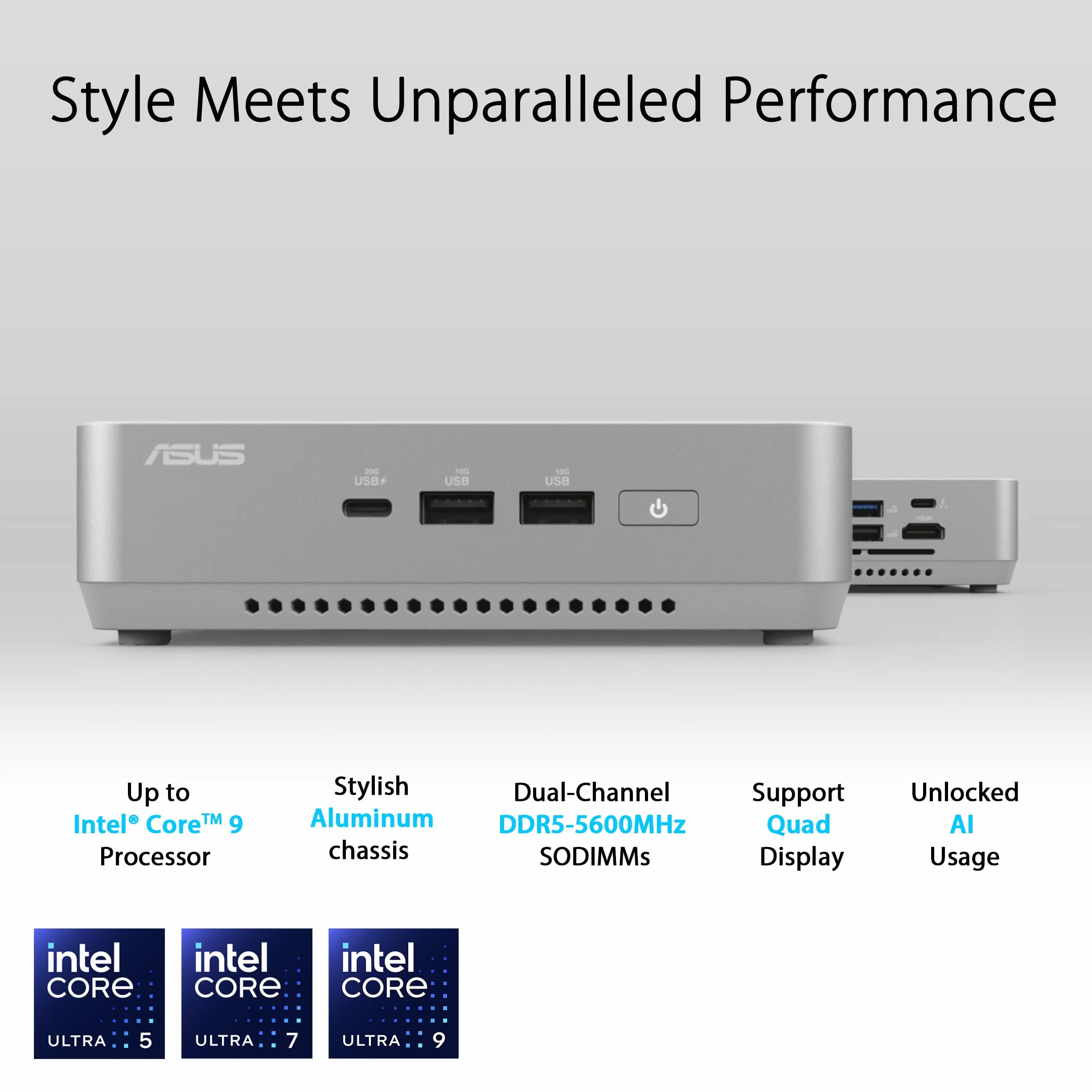ASUS RNUC14RVSU900000I Barebone Intel Core Ultra 9 185H Kit L6 No Cord