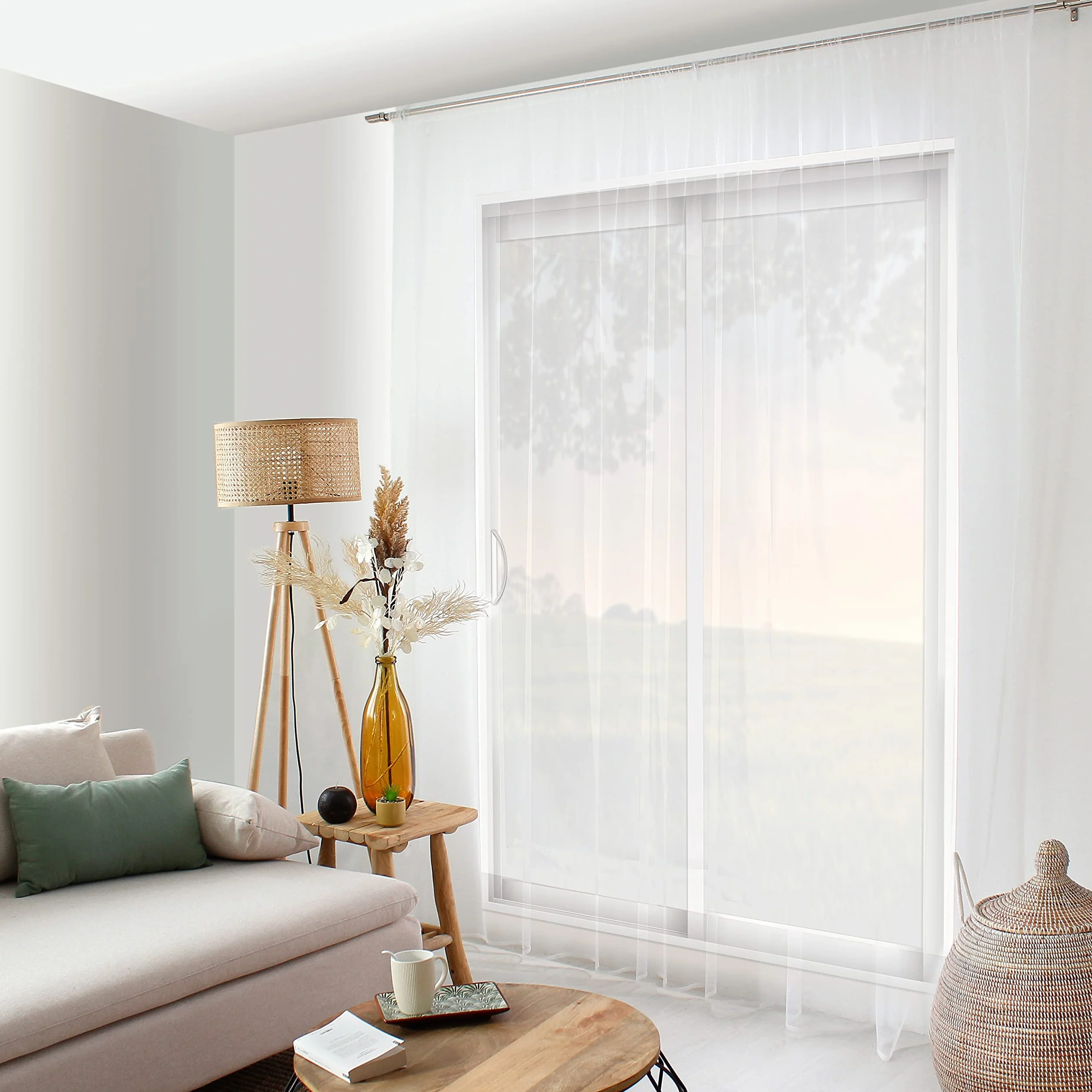 Voilage Moustiquaire 300x240cm Blanc 100% Polyester Passe Tringle 8cm Protection Contre Les Moustiques