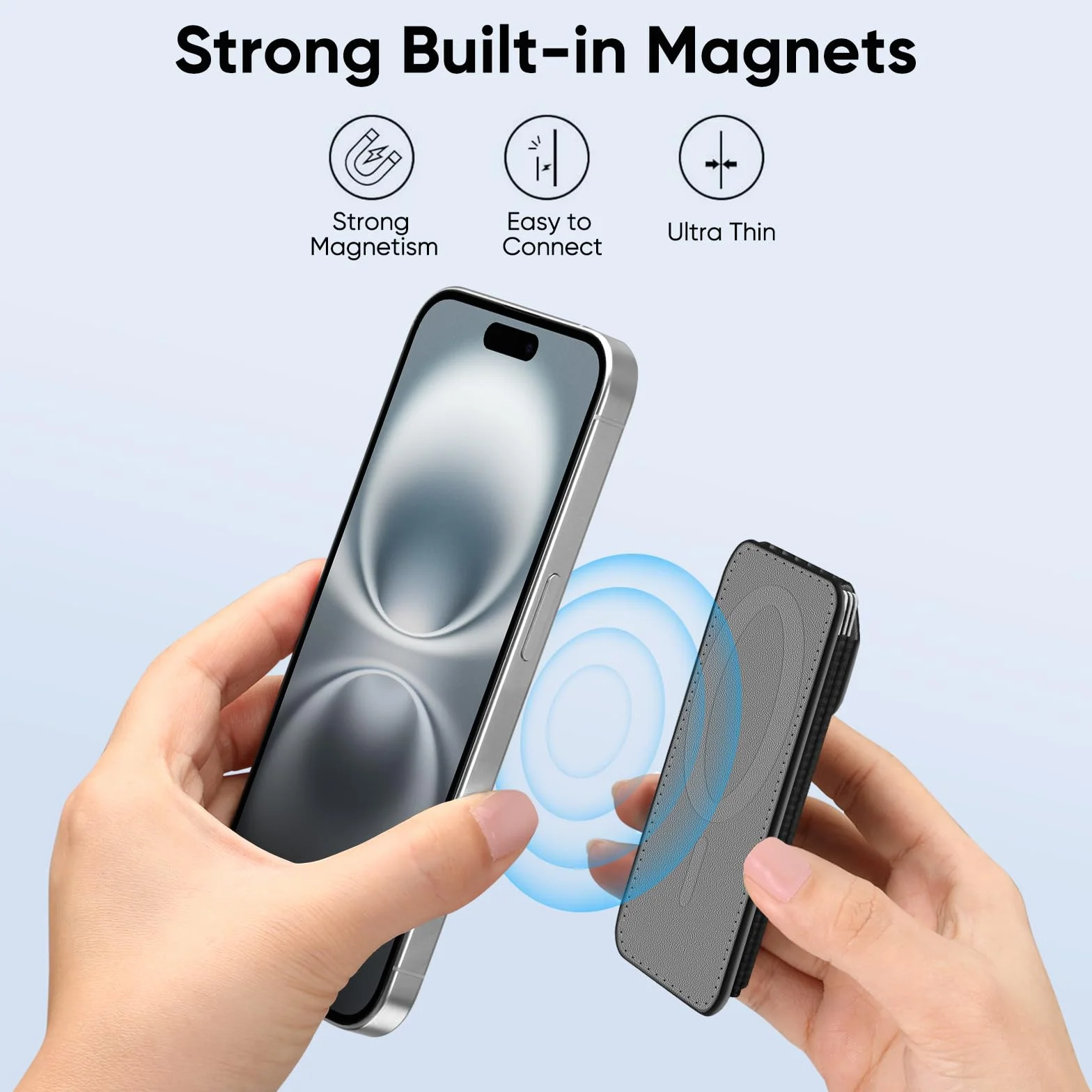 CaseBot Magsafe Wallet magnetyczny uchwyt na karty iPhone 16/15/14/13/12, pasuje do 6 kart, bezpieczne blokowanie RFID, smukły portfel na karty kredytowe dla kobiet i mężczyzn, włókno węglowe