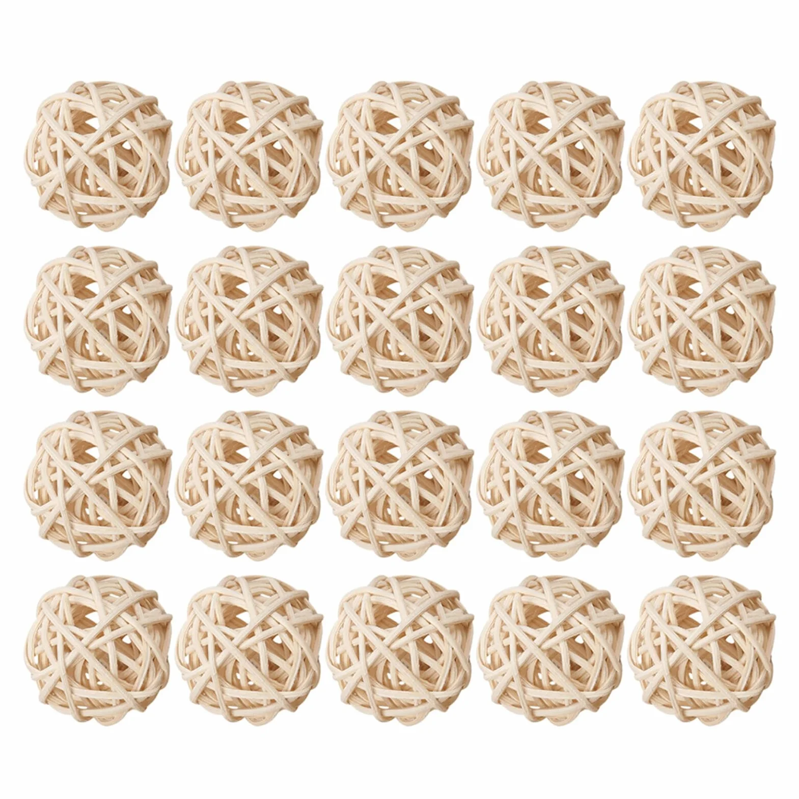 VICASKY 35 Boules Décoratives en Rotin Naturel 3cm pour Remplissage de Bols Potpourri, Pack de 35 Pièces