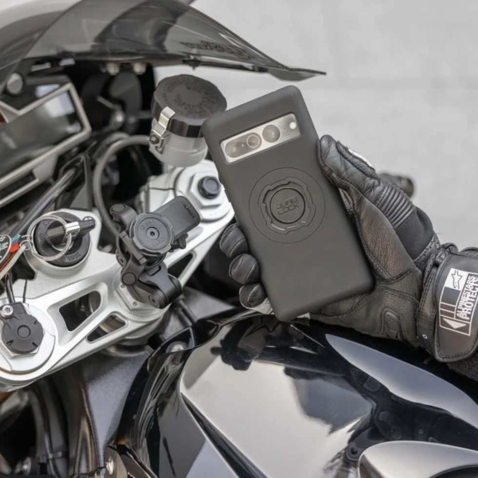 Quad Lock Rura Sterowa Widelca Motocyklowa Uchwyt Telefonu PRO Zestaw z Amortyzatorem Drgań i iPhone 15 Pro Max MAG Etui