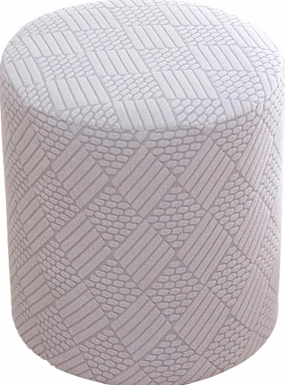 Housse de Pouf Ottomane Rond Extensible Lavable en Machine avec Élastique Light Grey L