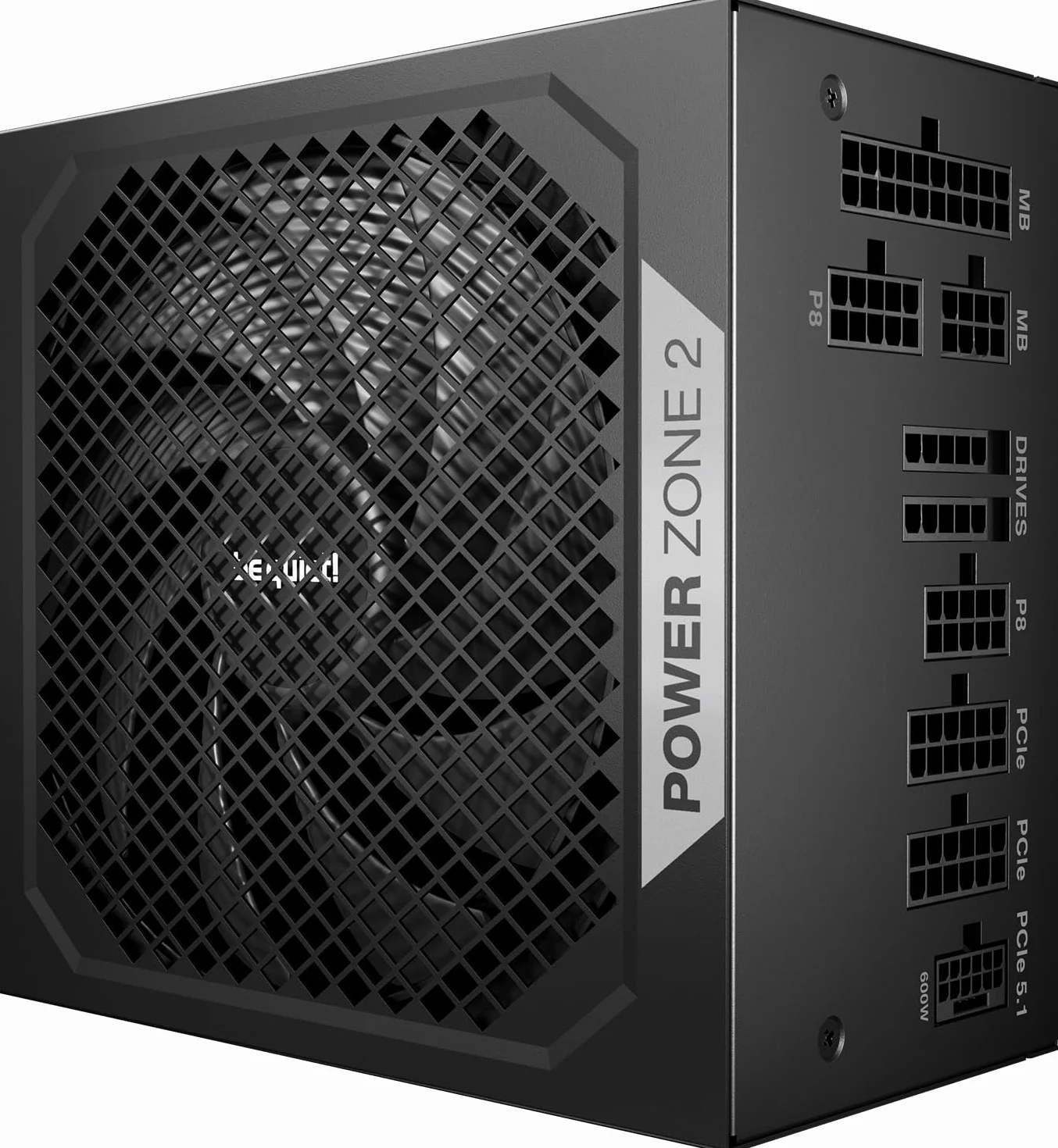 be quiet! Power Zone 2 zasilacz sieciowy 1000 W, certyfikat 80 Plus Platinum i Cybenetics Platinum, chłodzenie półpasywne, Pure Wings 3 wentylator 140 mm, złącze kątowe 90° 12 V-2 x 6, PCIe 5.1/ATX