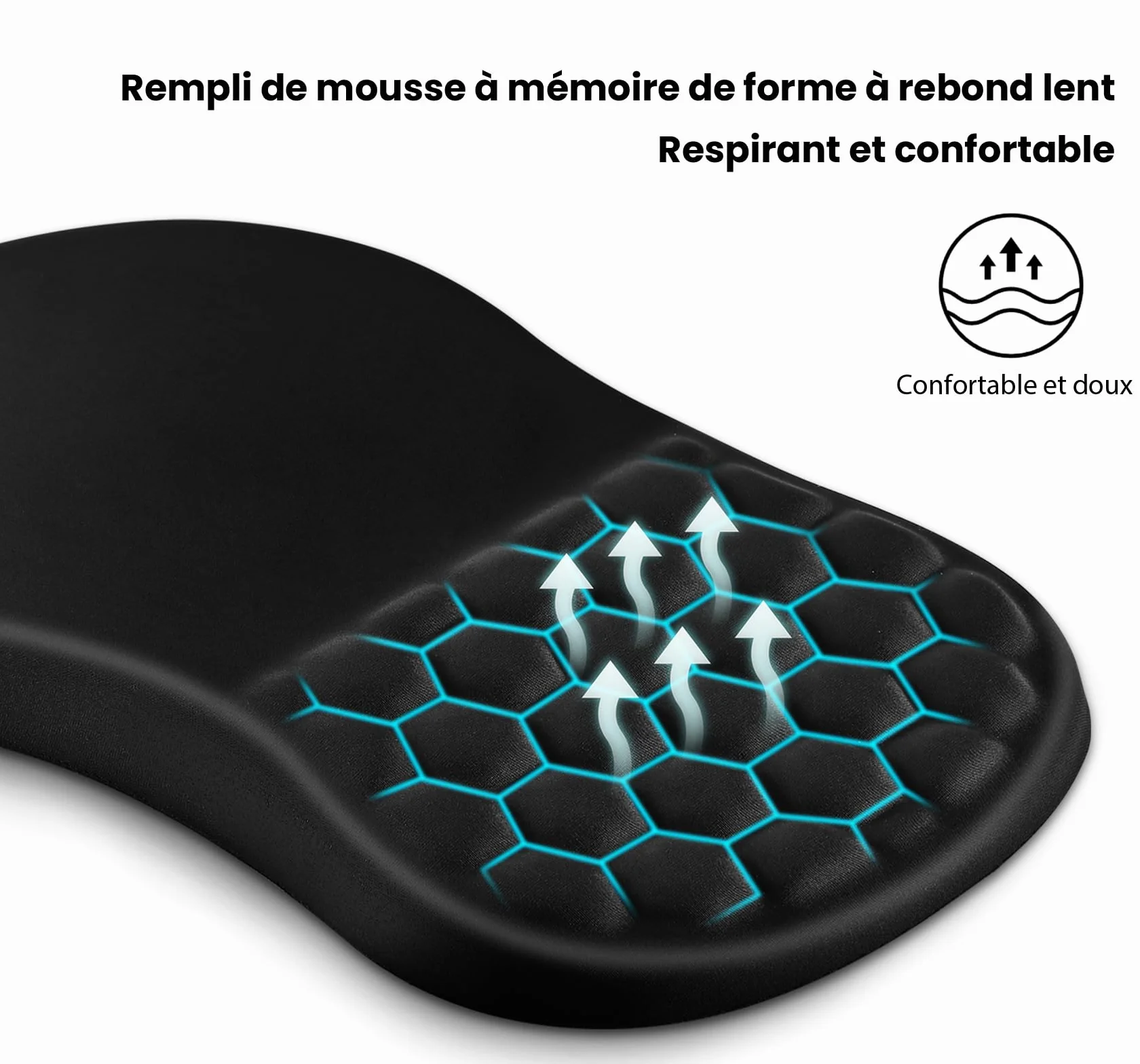 EooCoo Tapis de Souris XXL Gaming, Repose-poignet Ergonomique, Surface Agréable, Glisse Fluide