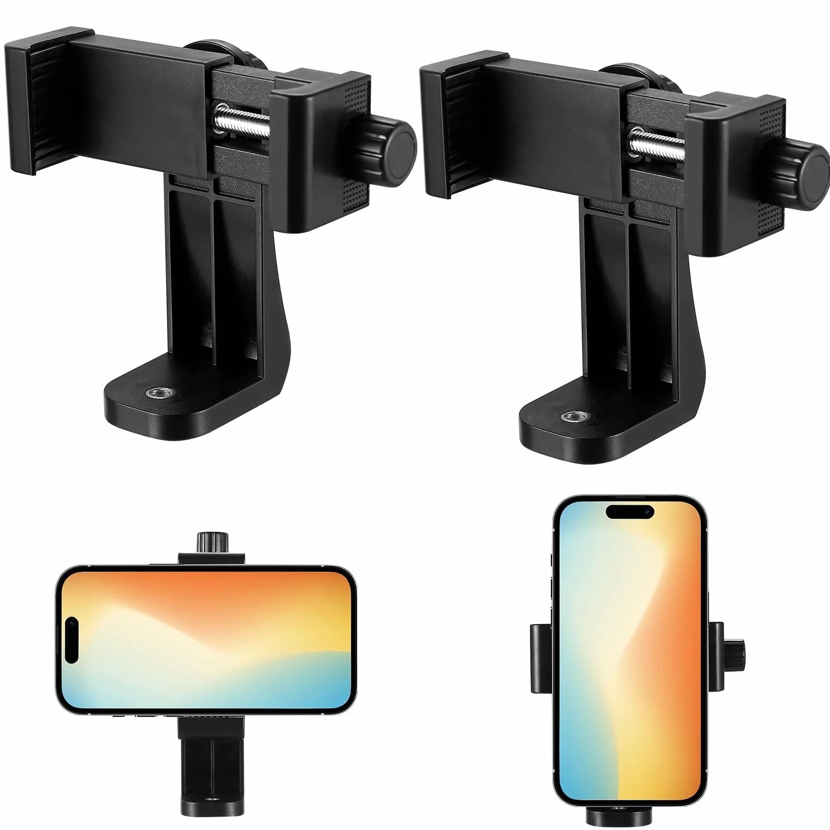 2 sztuki uchwyt na telefon komórkowy, statyw, uchwyt adaptera, obrót o 360°, pionowy i poziomy uchwyt na telefon komórkowy, akcesoria do selfie kijek do statywu monopodowego, kompatybilny z iPhone
