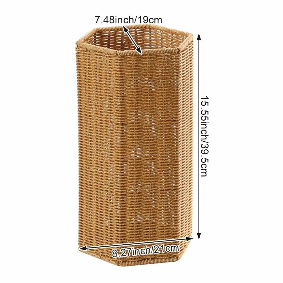 Porte-Parapluie en Rotin Tissé, Panier Robuste pour Entrée, Vestiaire, Bureau