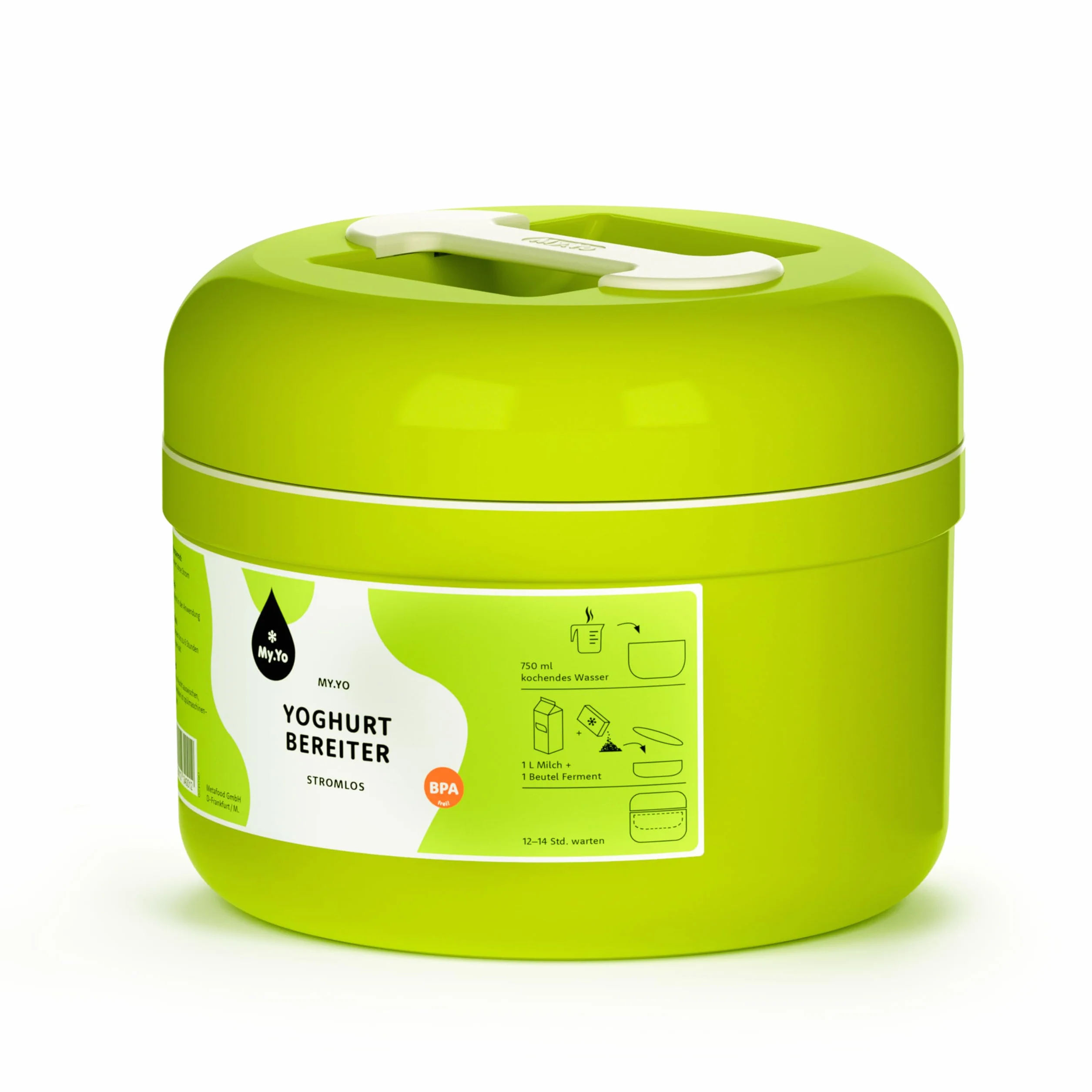 My.Yo - Yaourtière sans électricité | Couleur citron vert | Avec 2 sachets de ferments bio