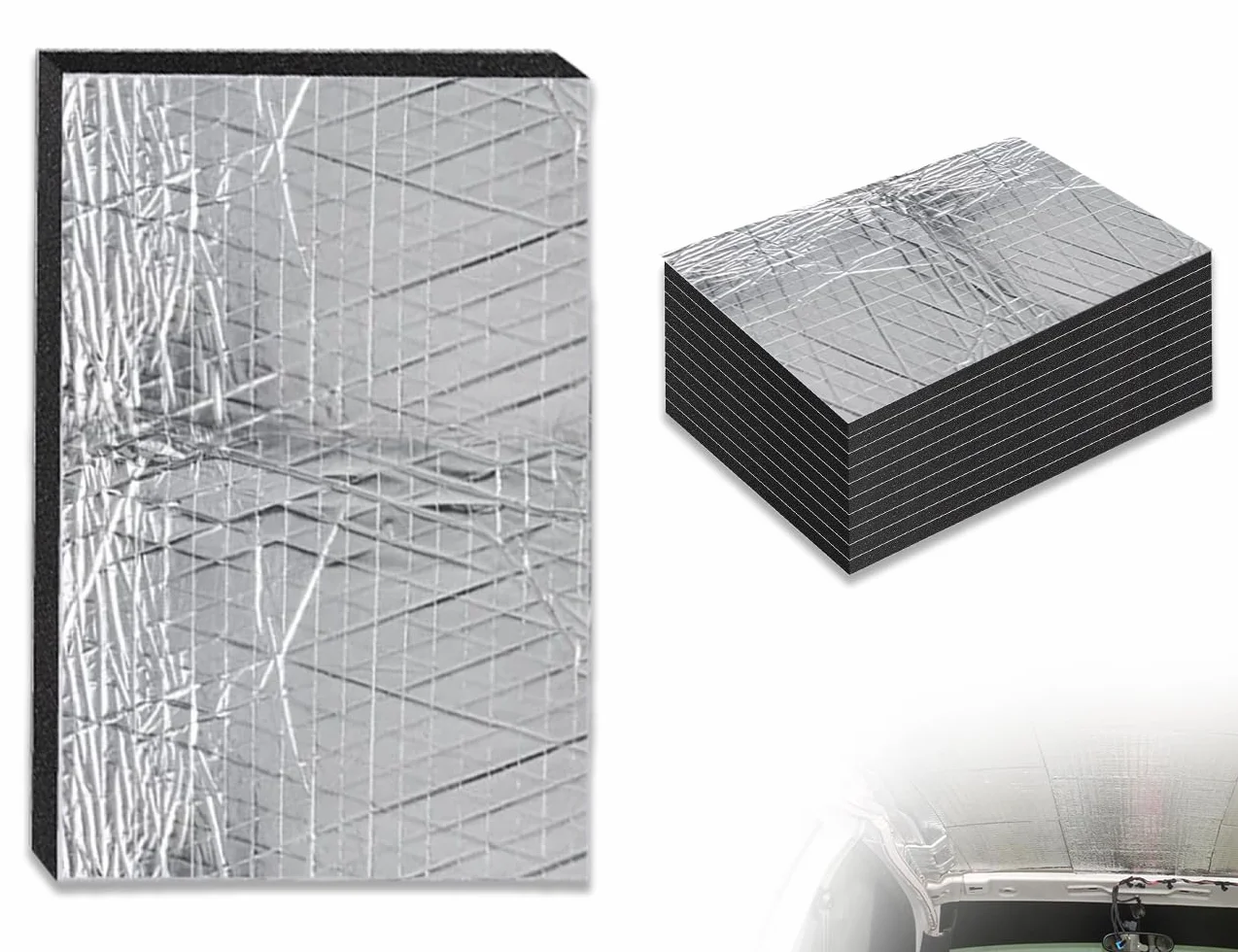 Zestaw 10 mat aluminiowo-butylowych wygłuszających, samoprzylepne maty izolacyjne, panele aluminiowo-butylowe na maskę samochodu, do wygłuszania