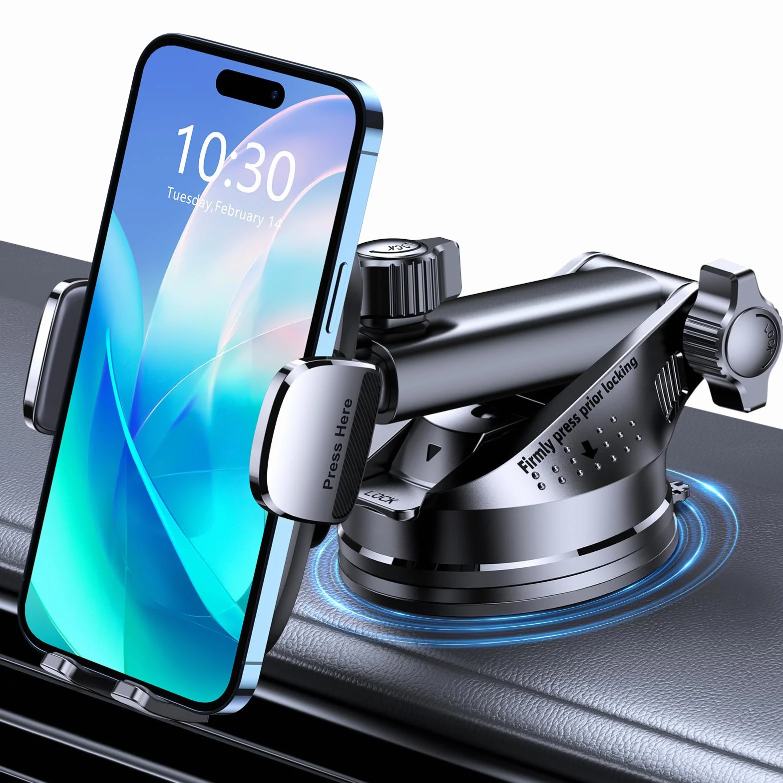 Mohard Support Telephone Voiture Ultra Robuste Orientable 360° Accroche Telephone Ventouse pour Smartphones 4-7"
