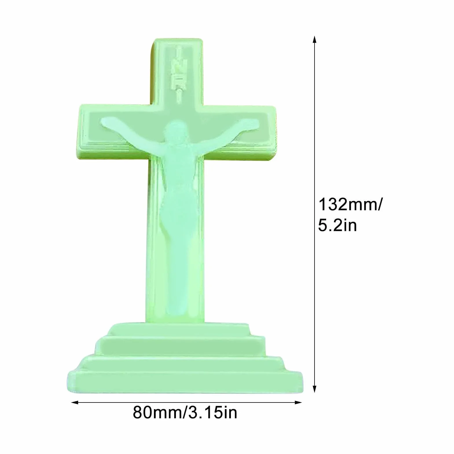 Crucifix debout Lueur dans le noir Statue décorative religieuse pour décoration intérieure catholique
