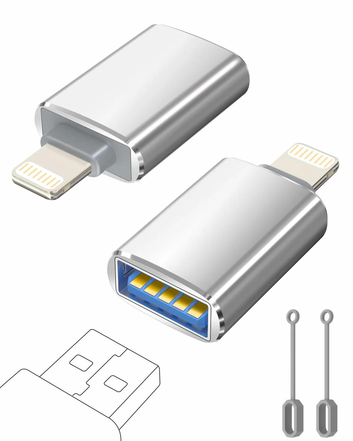 Adaptateur Lightning vers USB Mâle Femelle pour iPhone 14 13 12 11 Pro Max OTG