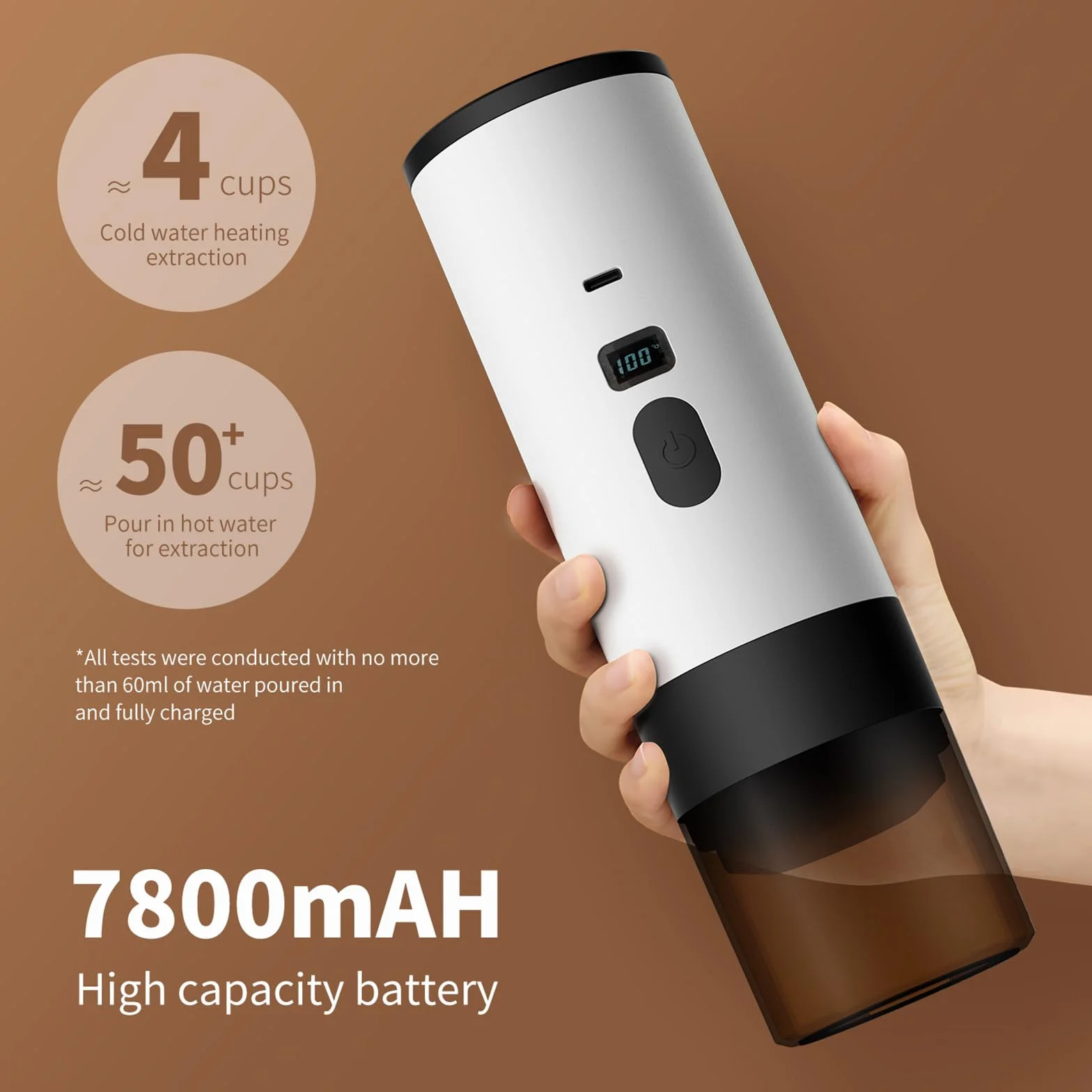 Machine à café expresso électrique,Machine à Cafe Portable,3 En 1 Rechargeable Expresso CafetièRe,Compatible Café Moulu & Capsules,pour Bureau Camping Randonnée (Kaki)
