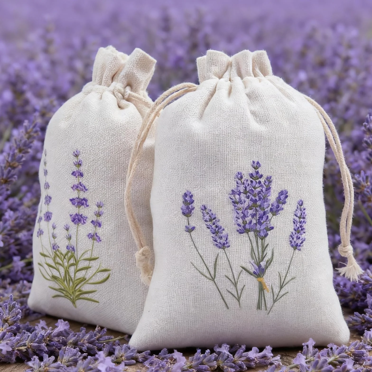 Sachet Lavande Vide avec Cordon de Serrage, Sac de Lavande Sechée pour Bijoux Mariage, Épices et Herbes