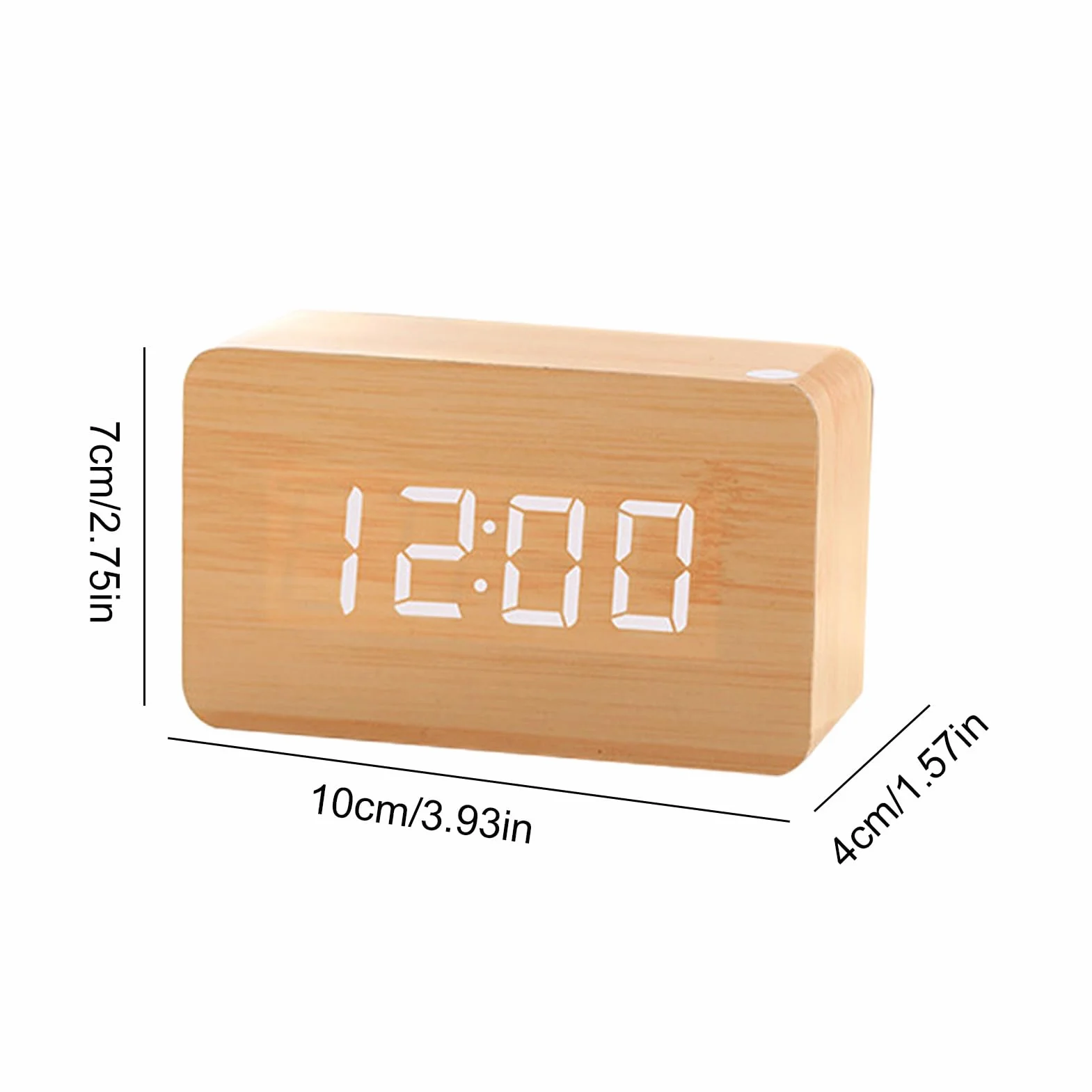 Réveil Numérique en Bois avec LED Intelligente Luminosité Réglable Commande Sonore