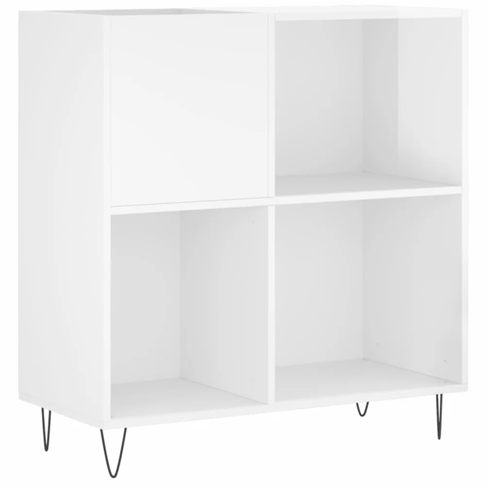 vidaXL Armoire à Disques, Support de Tourne-Disque, Armoire Latérale avec Rangement, Buffet de Salon, Moderne, Blanc Brillant Bois d'Ingénierie