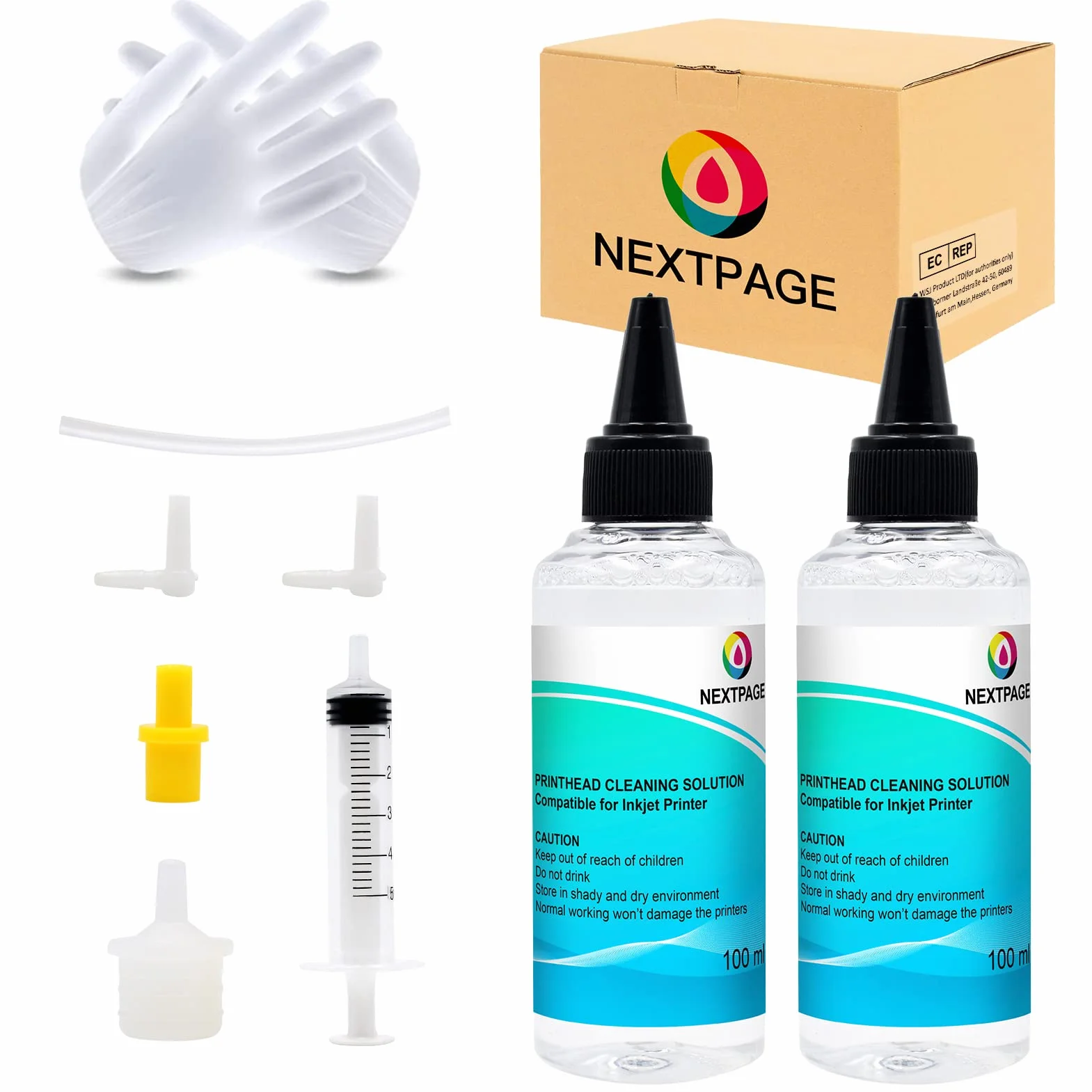 Nextpage Kit de nettoyage de tête d'impression 100 ml pour imprimantes jet d'encre Epson HP Canon Brother Lexmark Kodak Samsung