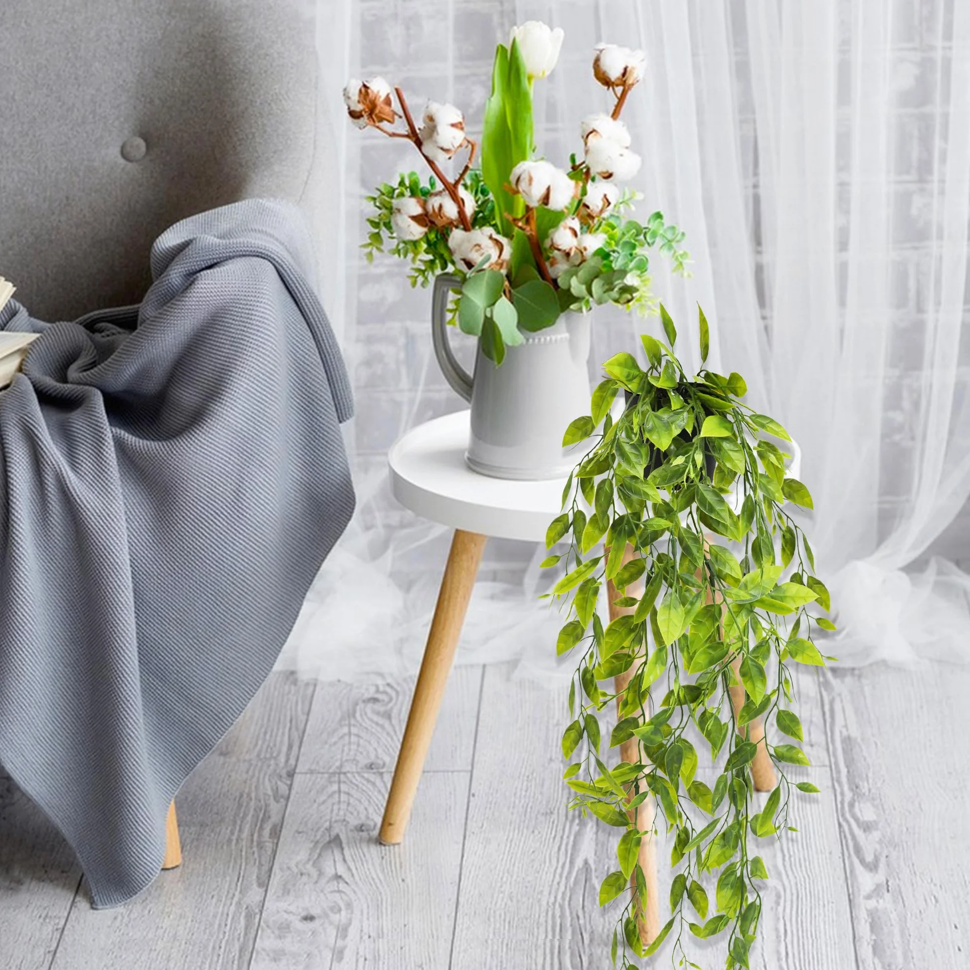ROLLWAY 4Pcs Plantes Artificielles Tombantes avec Pot Fausse Plante Verte Suspendue Interieur