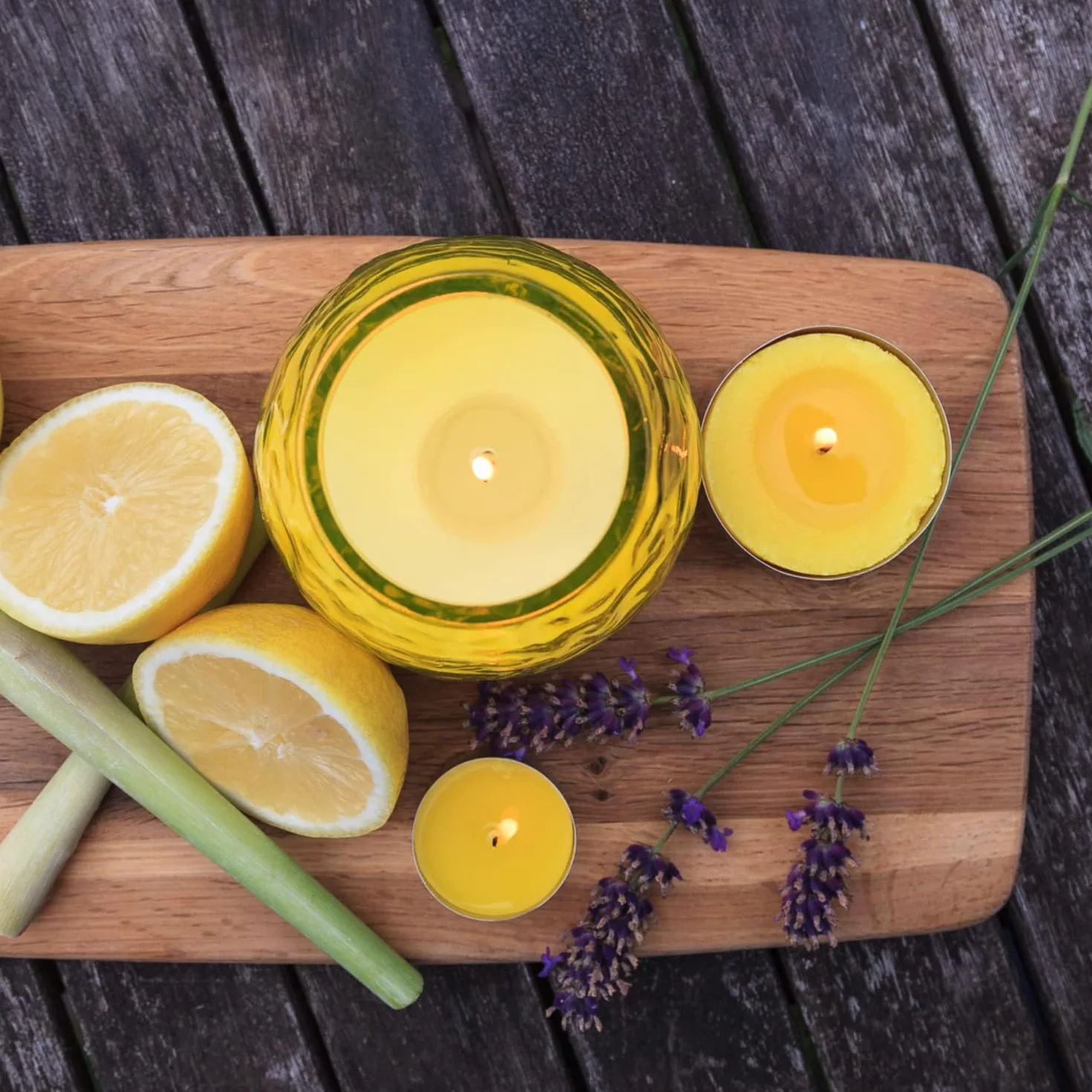 Bougies Chauffe-plat Citronnelle Lot de 50 Parfumées 4 Heures Jaune Extérieur