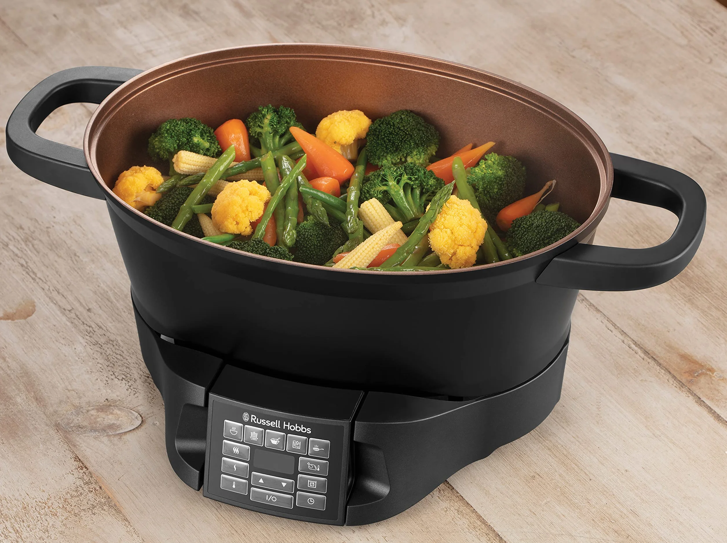 Russell Hobbs Mijoteur Electrique [8 en 1 Polyvalent] Good to Go (Rôtir, Cuisson lente, à vapeur, sous vide, ébullition, mijoter, cuiseur de riz, 6,5L, Economie d'énergie, Commande amovible) 28270-56