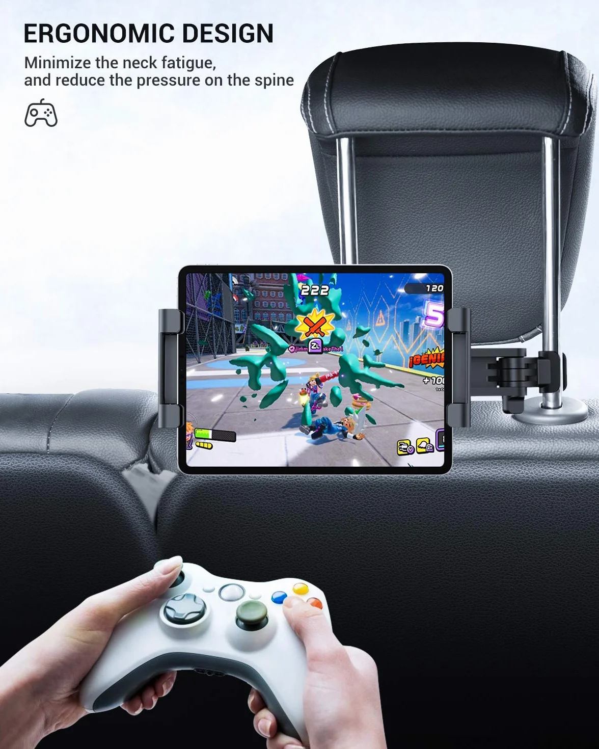 Eono Uchwyt na tablet samochodowy, uchwyt samochodowy zagłówek uchwyt na tablet komórkowy z obsługą 360 obrót dla iPada 4,4-13 cali, iPhone, Galaxy Tab, Huawei Mediapad, Switch