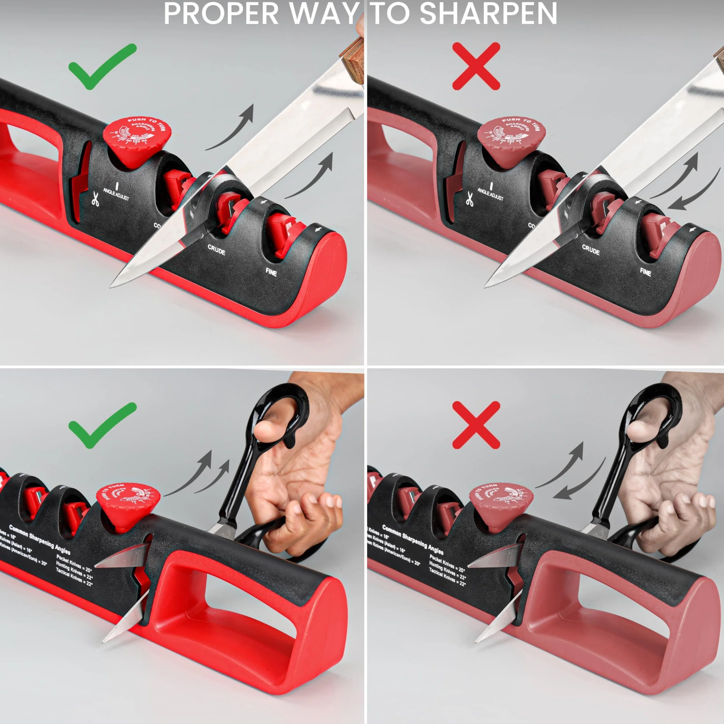 Belle Vous Aiguiseur de Couteau Manuel 6 Angles Réglables pour Couteaux et Ciseaux de Cuisine