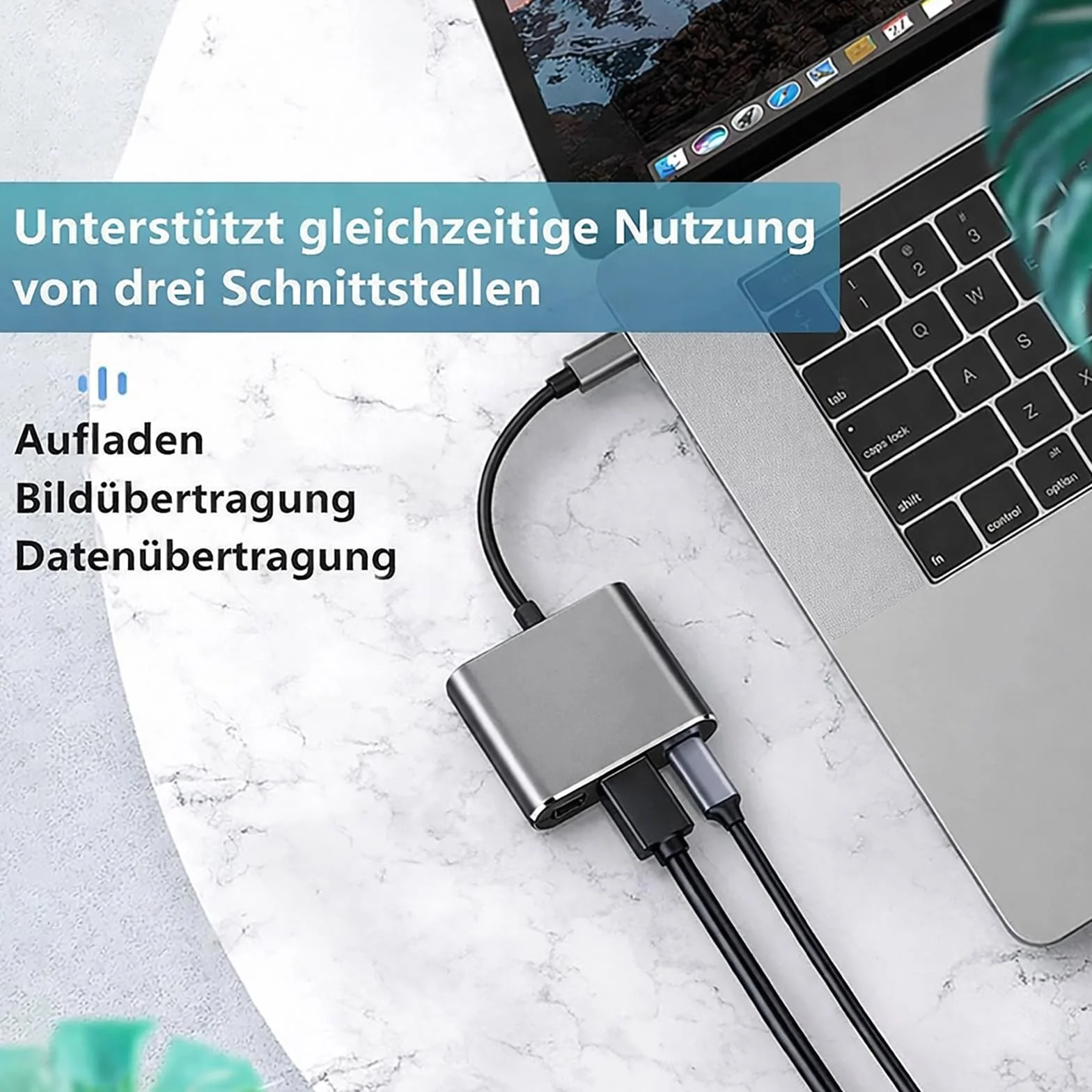 Adapter USB C na HDMI, 4K 30 Hz Multiport Hub z 100 W PD, USB 3.0, adapter USB C HDMI do MacBook Pro/Air, iPad Pro, Samsung S24/S23, Surface, HP