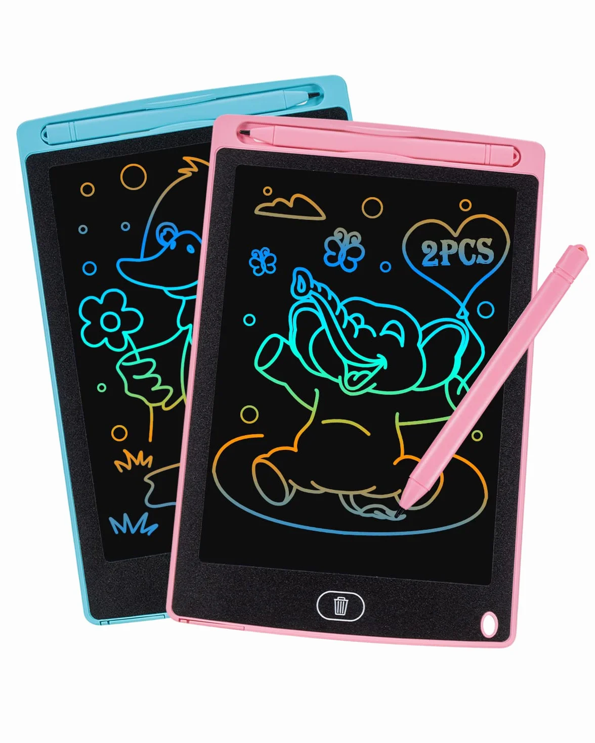 Carehabi 2 Pièces Tablette d'écriture LCD 8,5 Pouces Coloré Effaçable réutilisable Jouet Educatif Filles Garçons