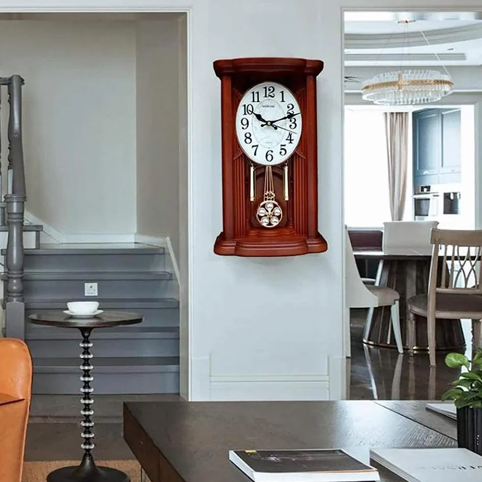 Horloge de Cheminée Vintage à Pendule avec Carillon Westminster en Bois
