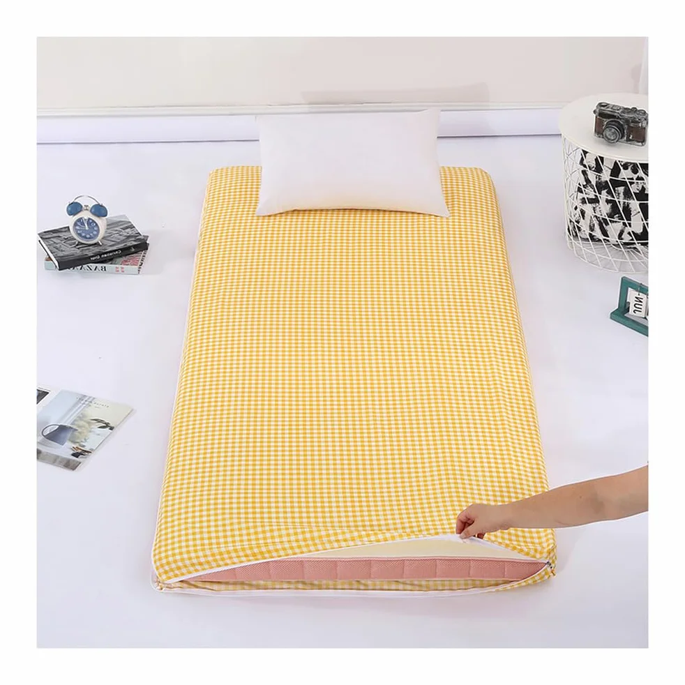 Coton Housse de Matelas Futon Traditionnel Lavable avec Fermeture Éclair 90x190cm