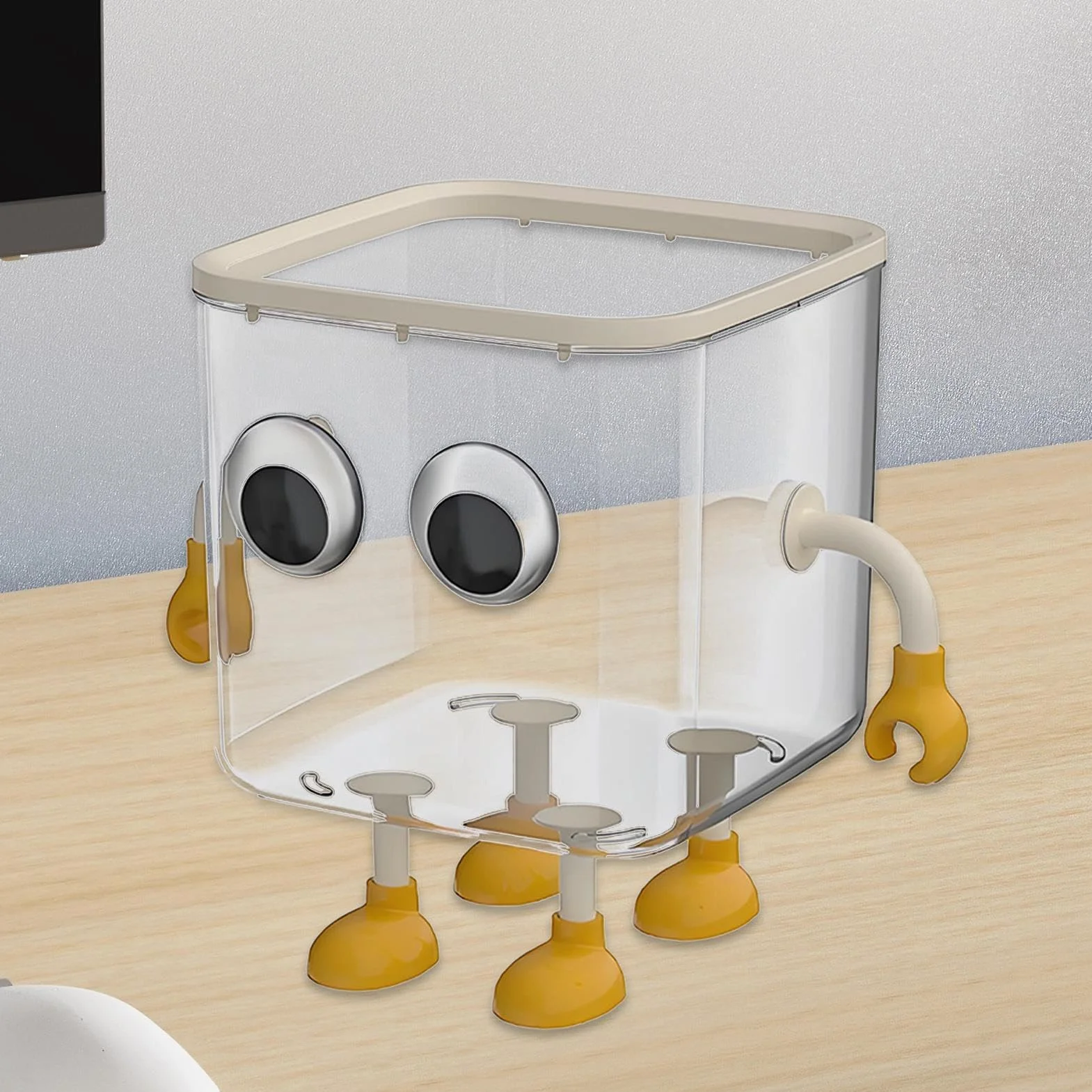 Poubelle de Bureau Mignonne Transparente, Panier de Rangement Compact pour Salle de Bain
