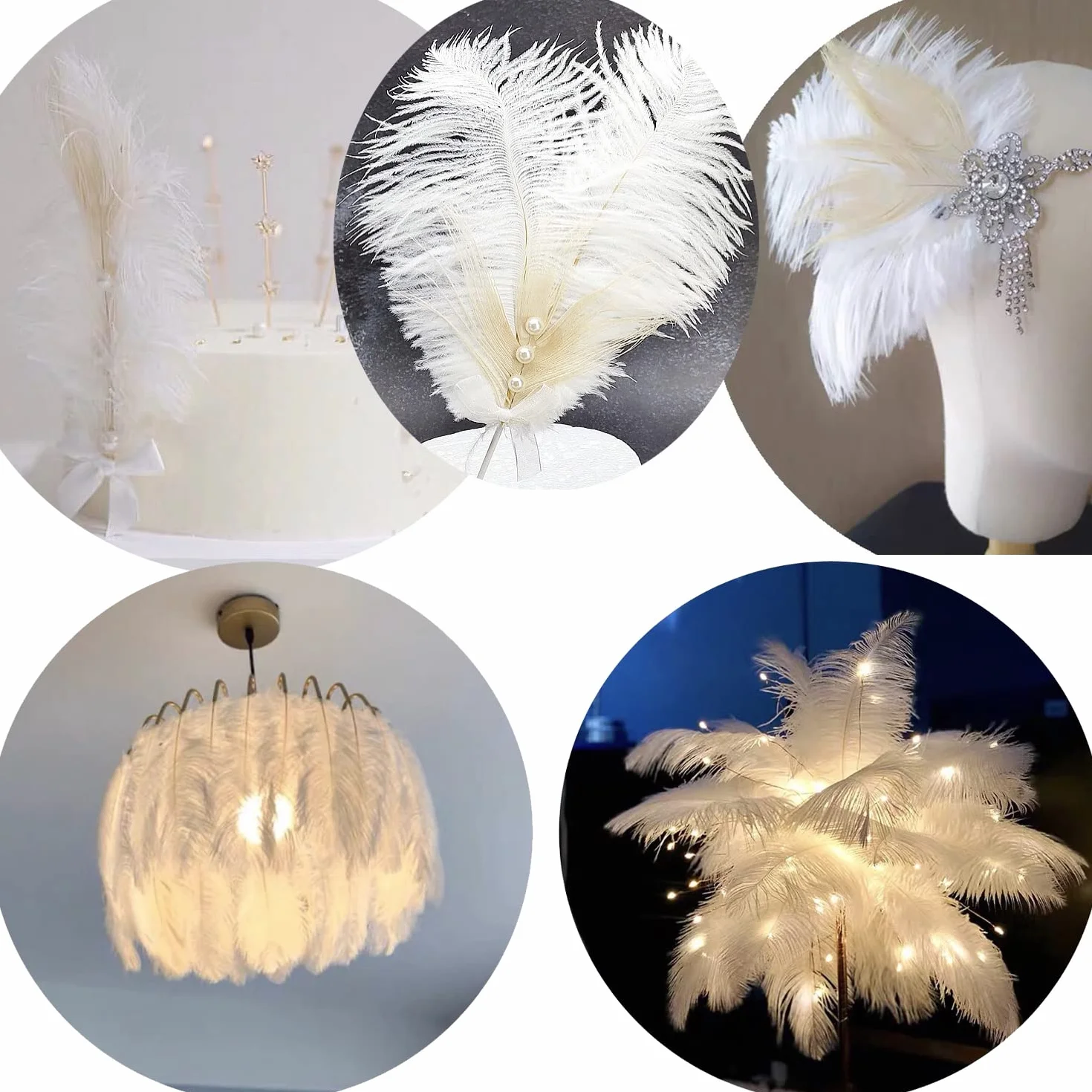 Plumes d'autruche naturelles 15-20 cm Lot de 10 Noir Décoration créative maison mariage