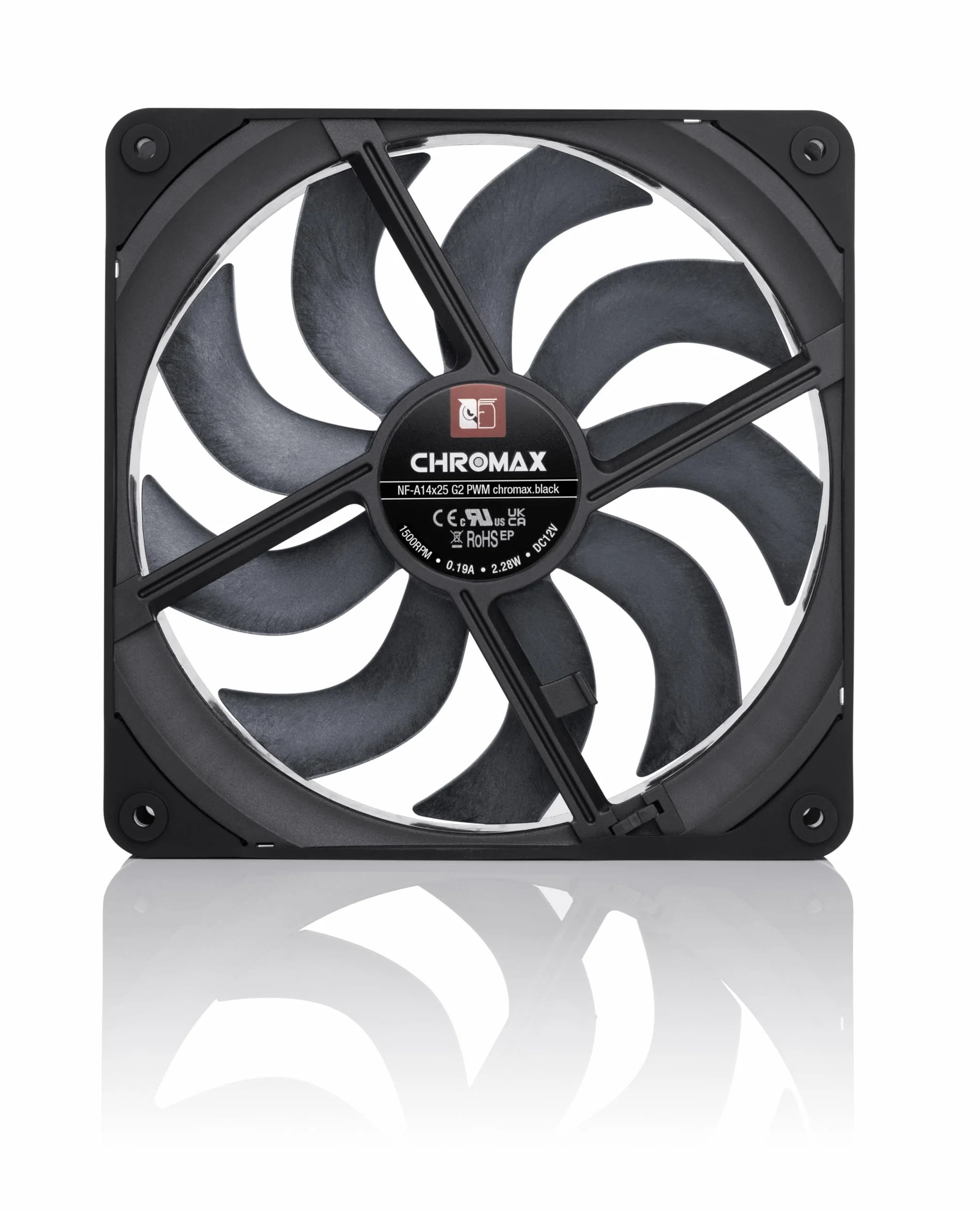 Noctua NF-A14x25 G2 PWM chromax.black, 140-Milimetrowy Cichy Wentylator Komputerowy Klasy Premium, 4-Pinowy (Czarny)