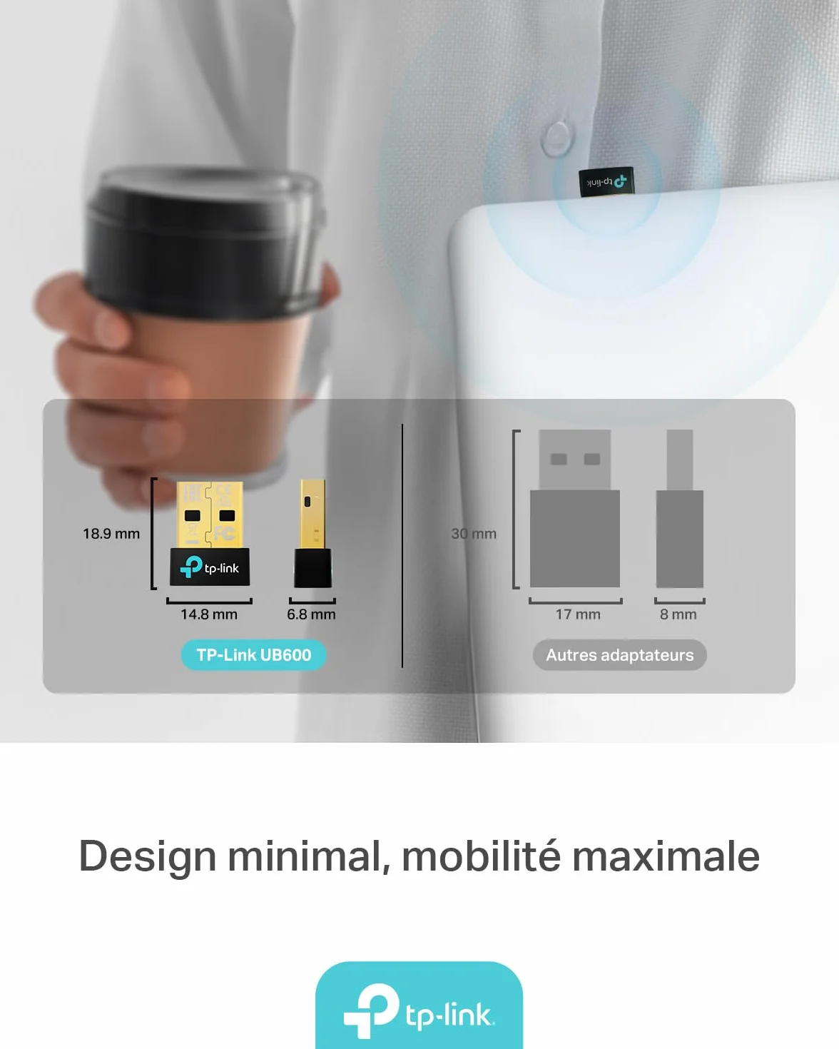 TP-Link UB600 Clé Bluetooth 6.0 USB Nano Adaptateur Ultra-Compact Compatible Windows 11/10/8.1/7