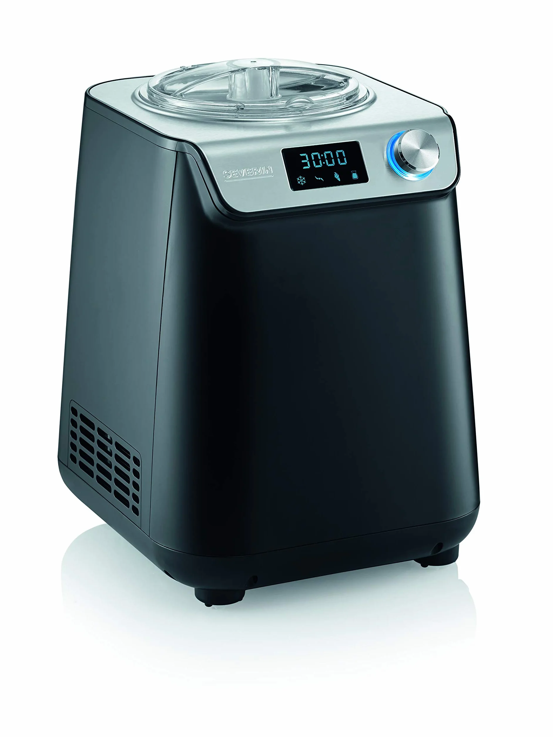 SEVERIN Sorbetière 2-en-1 Compacte 135 W, Sorbetière électrique et yaourtière d'une capacité 1,2 L, Machine à glace avec livre de recettes, noir, EZ 7407