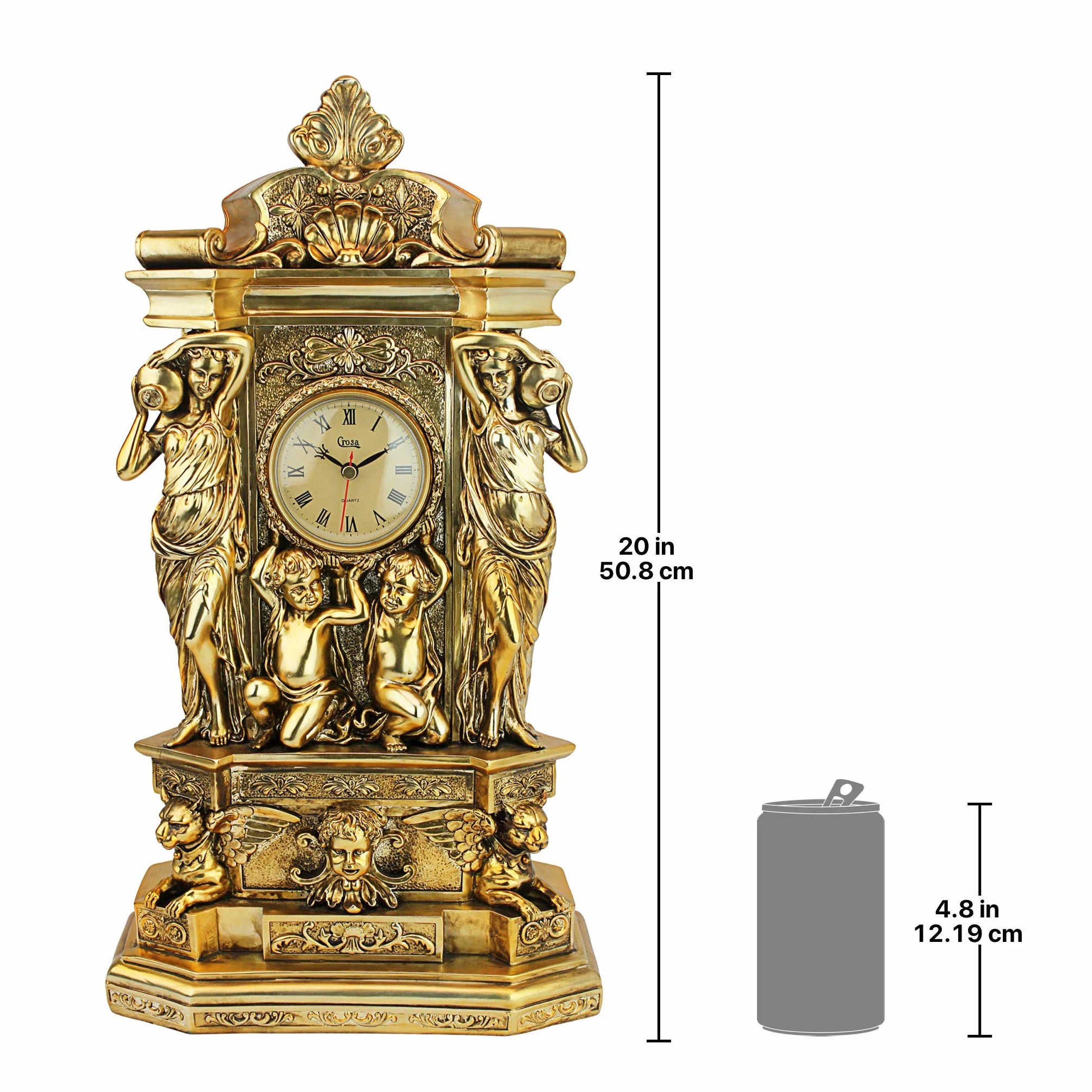 Design Toscano Château de Chambord Horloge de Tablette de Cheminée, 51 cm, polyrésine, or