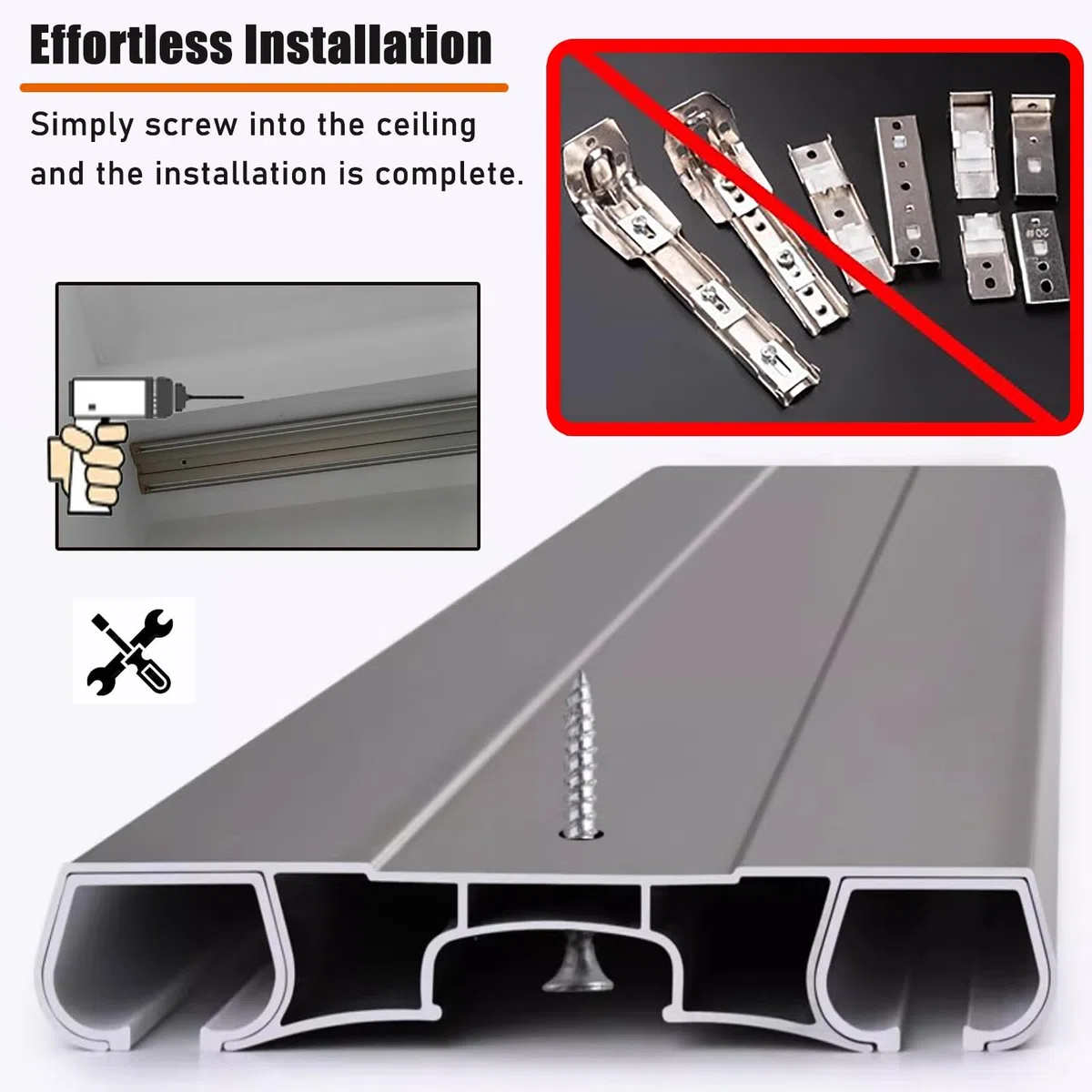 Support de tringle à double rail coulissant pour locataires, idéal pour le salon et la chambre à coucher et 13 m de long à