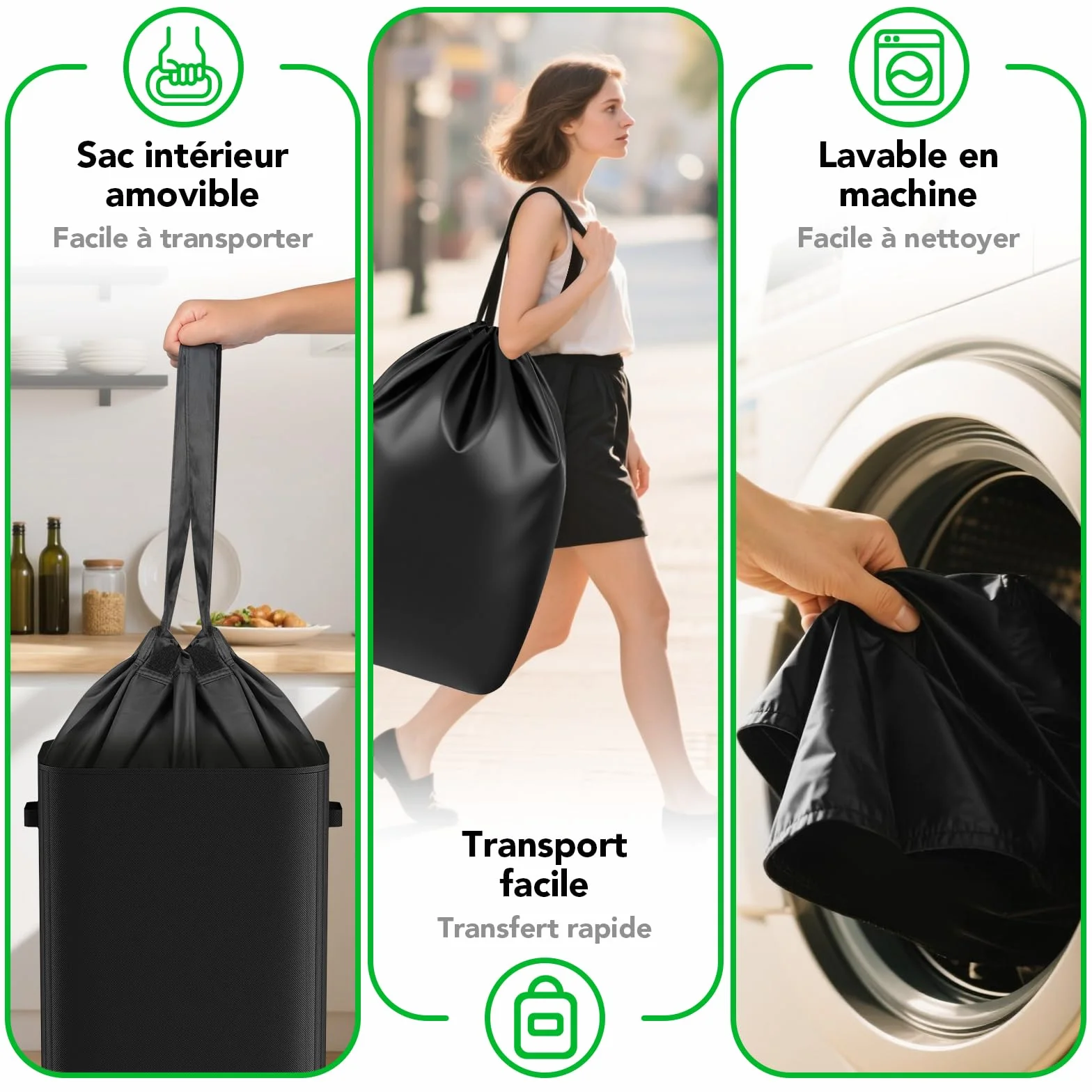 110L Poubelle Tri Selectif Plastique Bouteilles Verre Collecteur avec Couvercle Recyclage