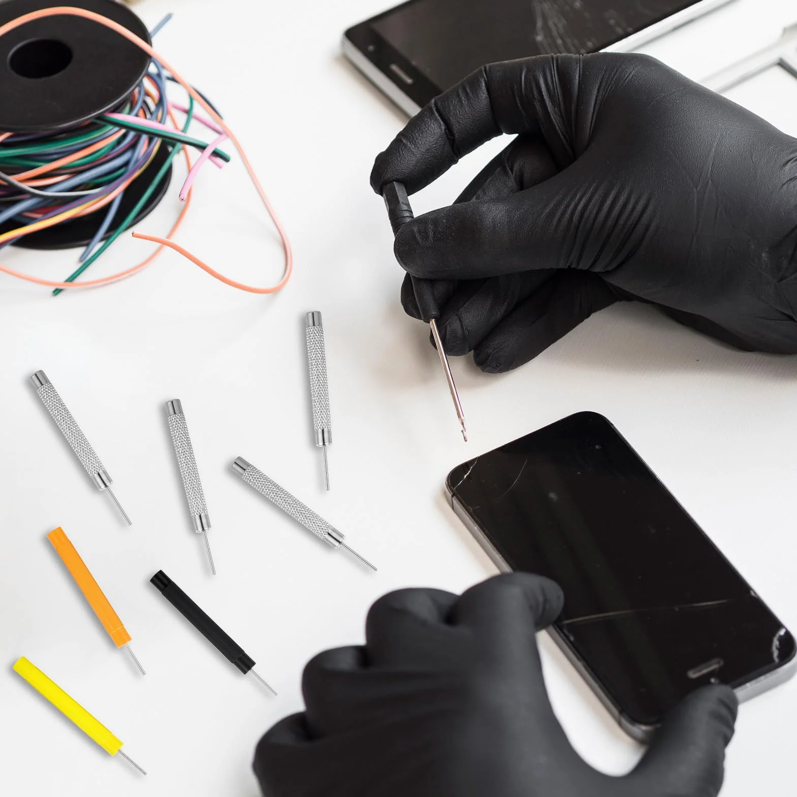 7 sztuk igieł do karty SIM, narzędzie do wyjmowania karty SIM, narzędzie do wyjmowania tacki karty SIM w telefonie, narzędzia do wypychania szpilek do otwierania i wyjmowania szpilek