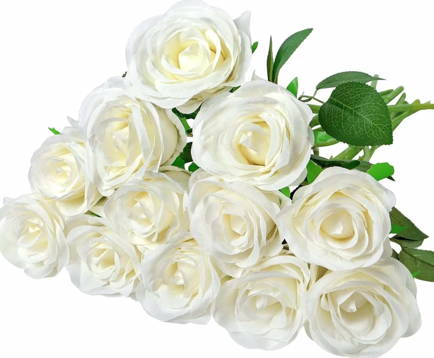 Roses Artificielles Blanches en Soie 12 Pièces Décoration Mariage Jardin