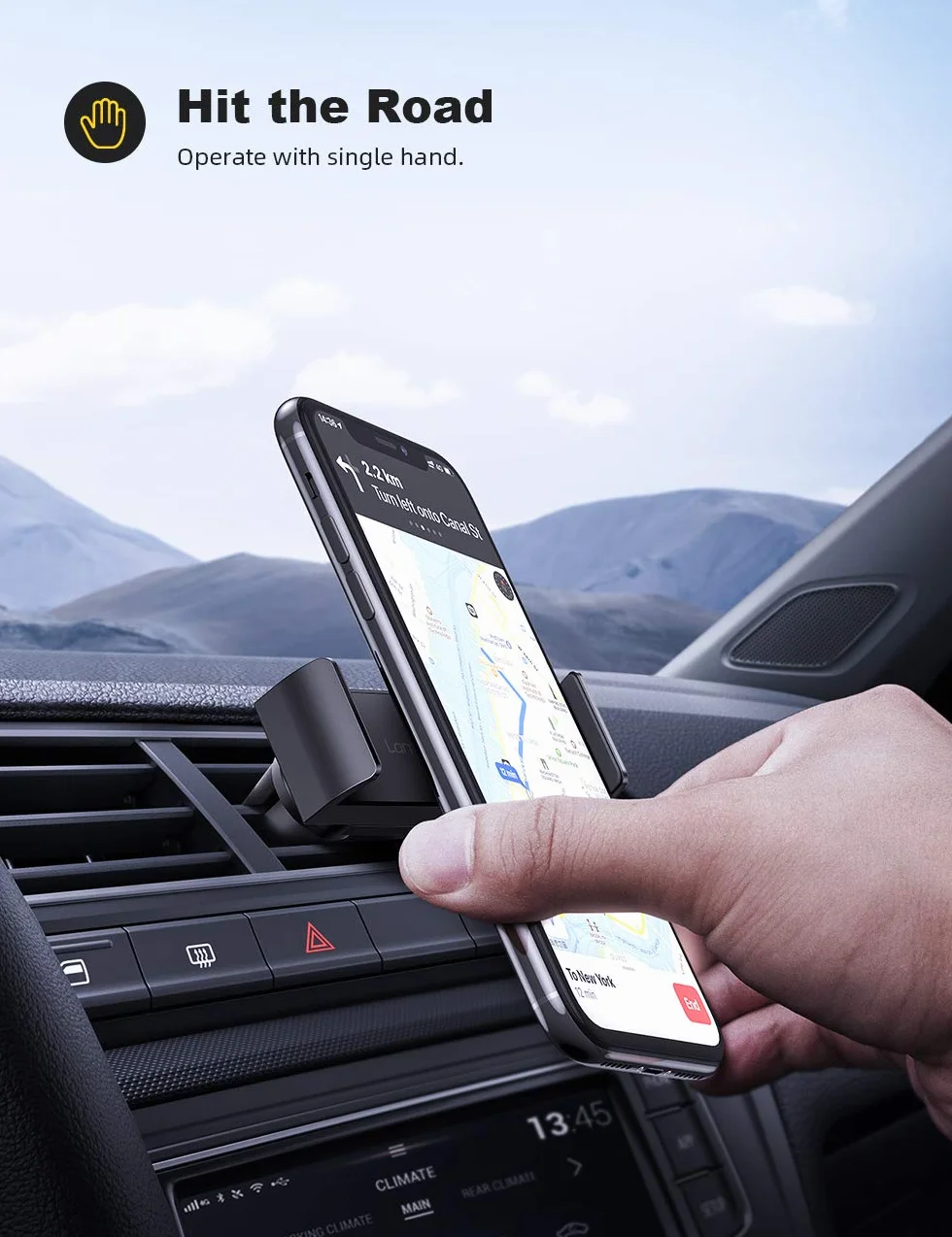 Lamicall Uchwyt samochodowy na telefon, uniwersalny uchwyt wentylacyjny - Uchwyt obrotowy 360 do iPhone 12 Pro Max, 11 Pro Xs XR X 8P 7 7P 6S, Samsung S10 S9, Huawei, więcej telefonów komórkowych