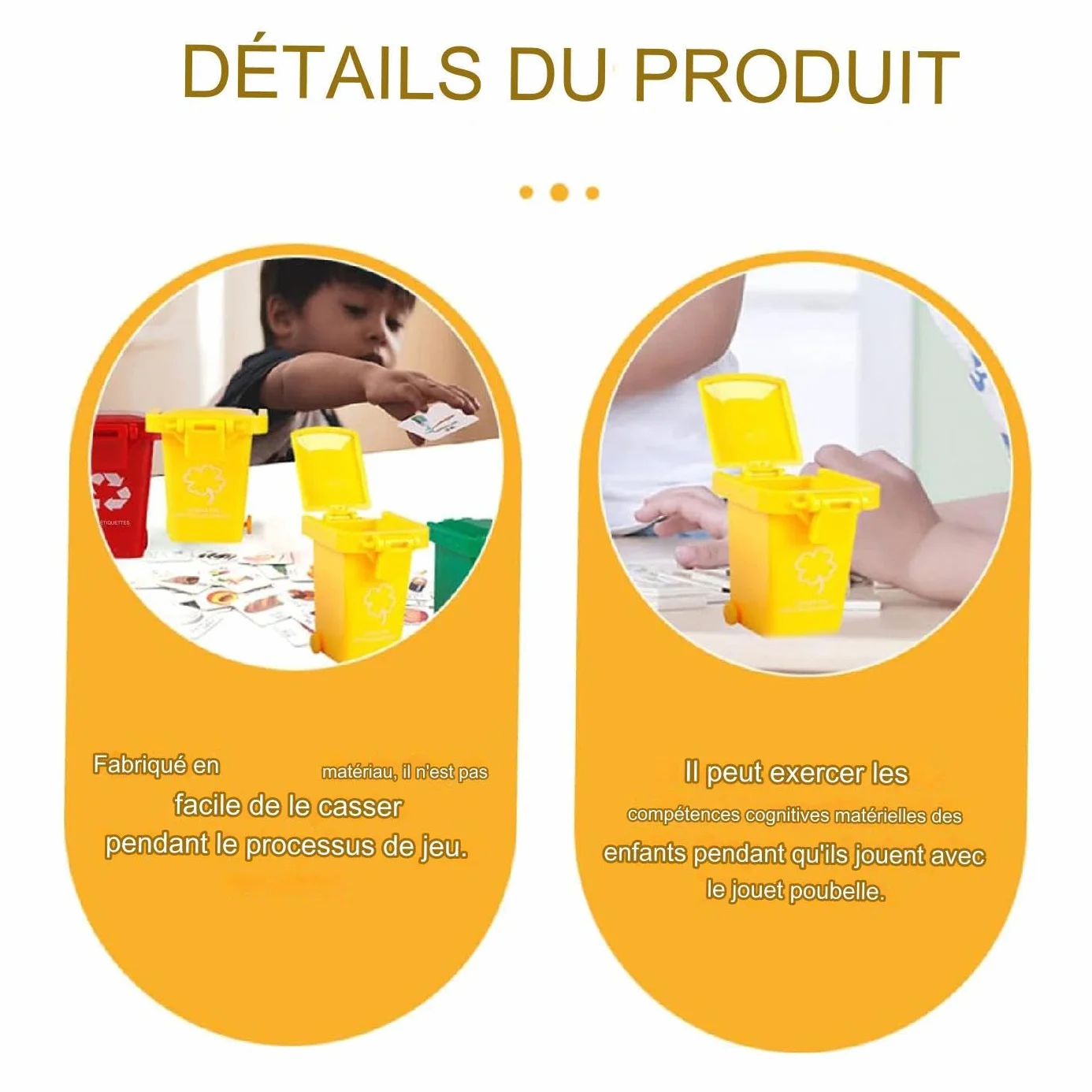 Poubelle Miniature avec Couvercle et Roues, Tri Sélectif Portable pour Bureau Table