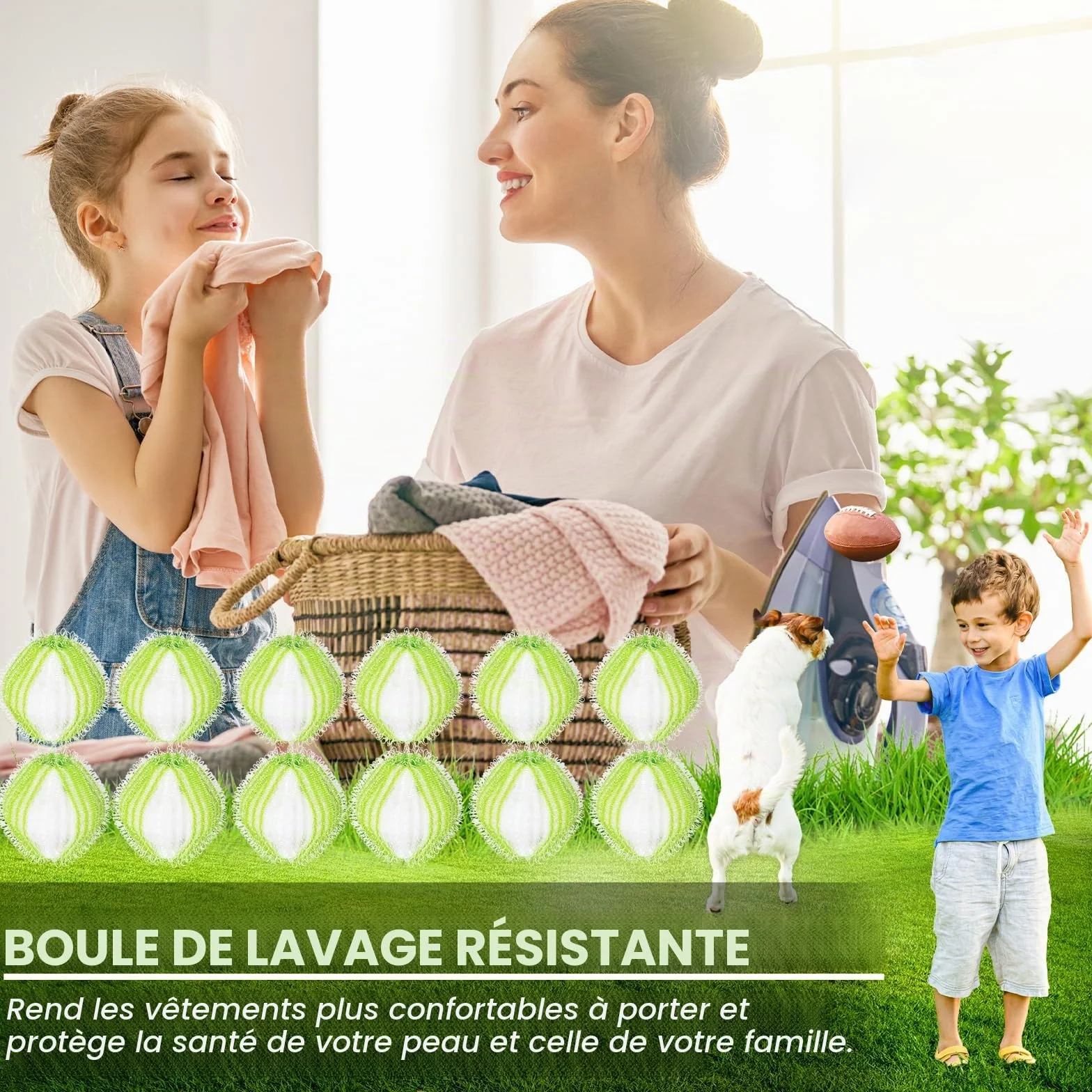 Lot de 12 boules de peluches réutilisables pour enlever les poils d'animaux de chat - Vert