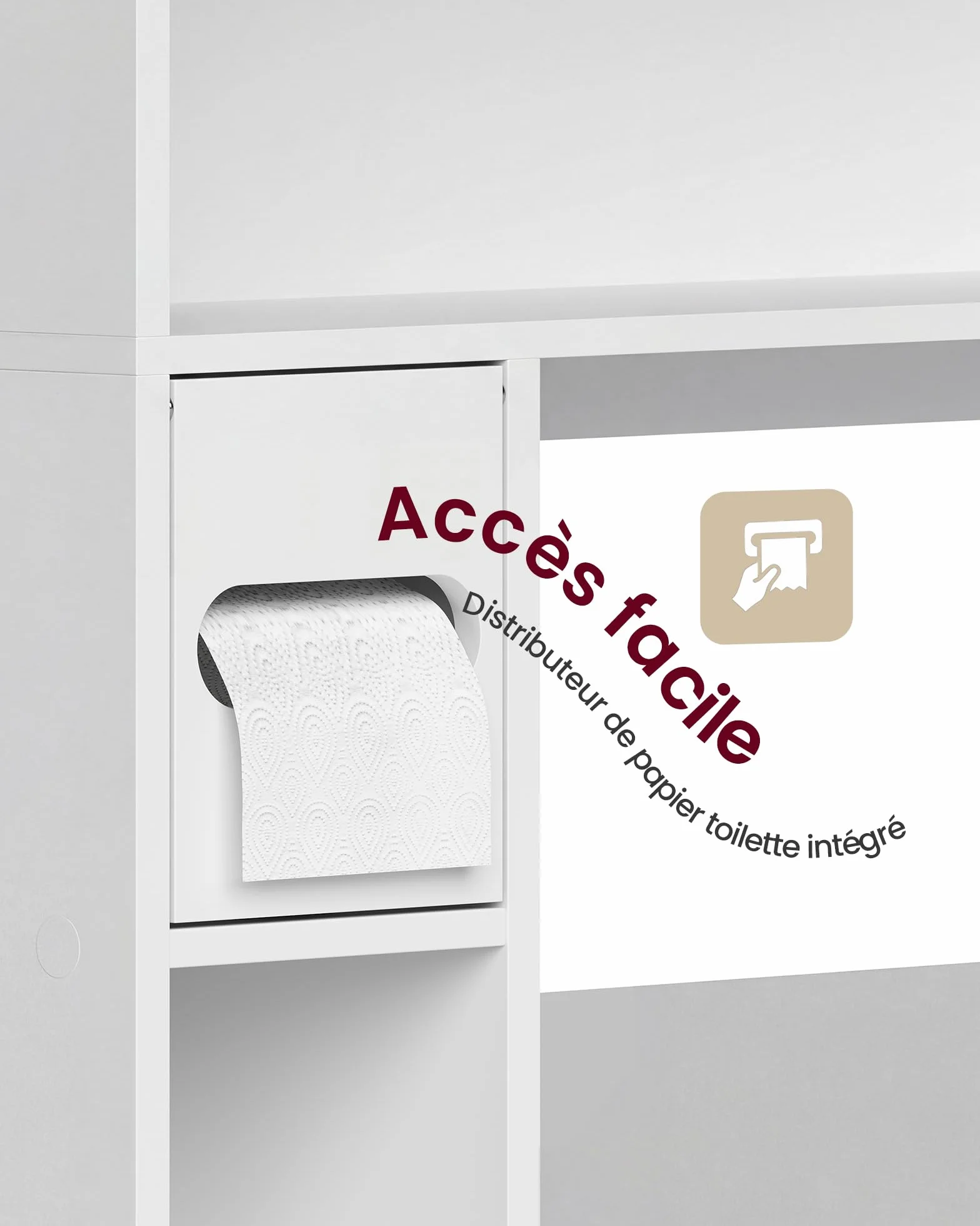 VASAGLE Meuble WC, Armoire pour Machine à Laver, Étagères Ajustables, Économie d’Espace, Adapté à la Plupart des Toilettes, Moderne, 20 x 79,1 x 170 cm, Blanc Nuage BTS018W01V1